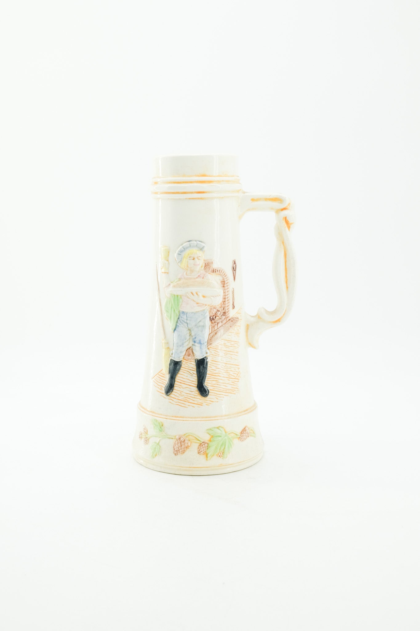Vintage Ceramic Pitcher with Baker Relief / 陶器の水さし（パン職人