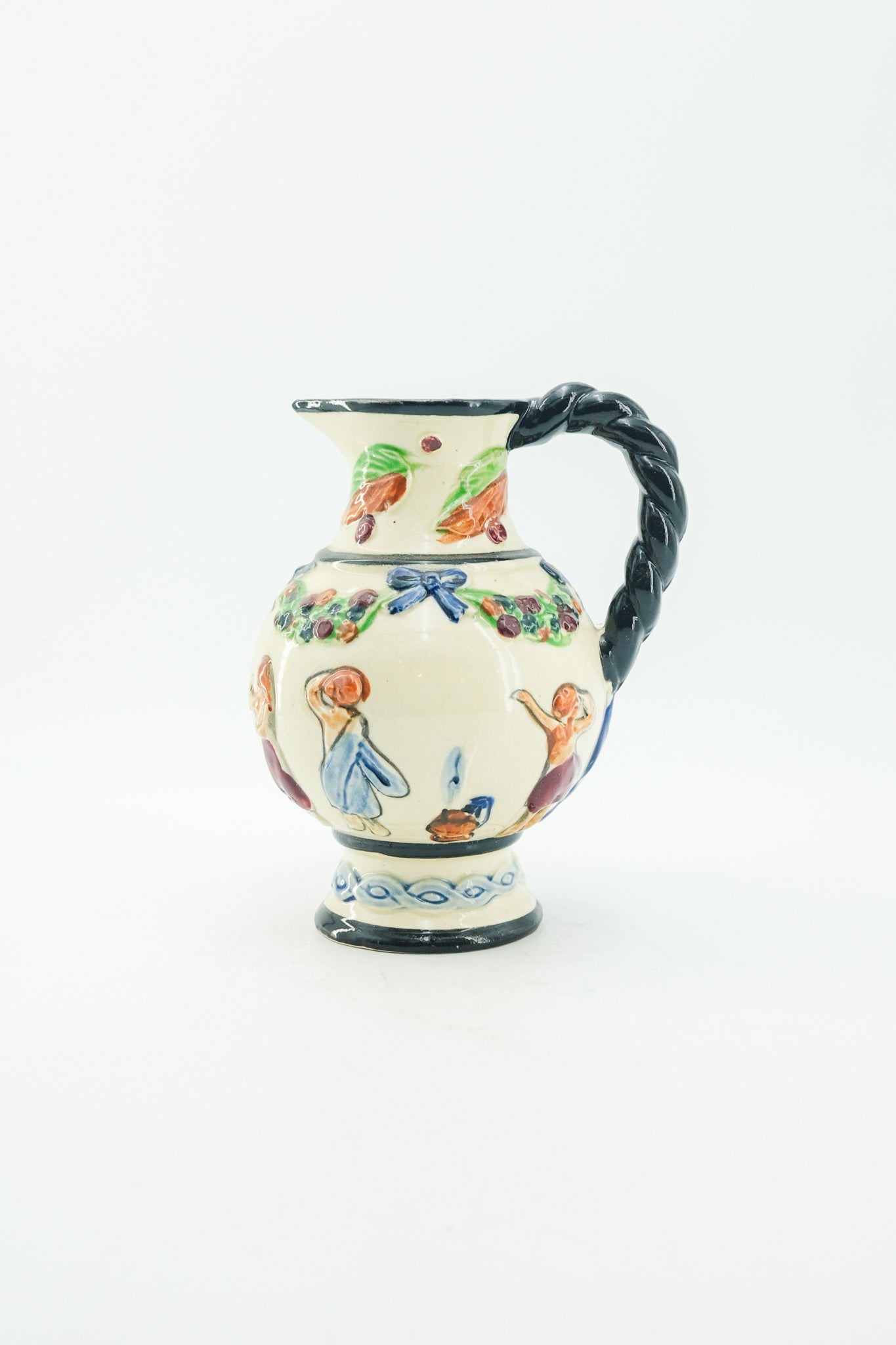 Vintage Ceramic Pitcher with Twisted Handle / ヴィンテージ