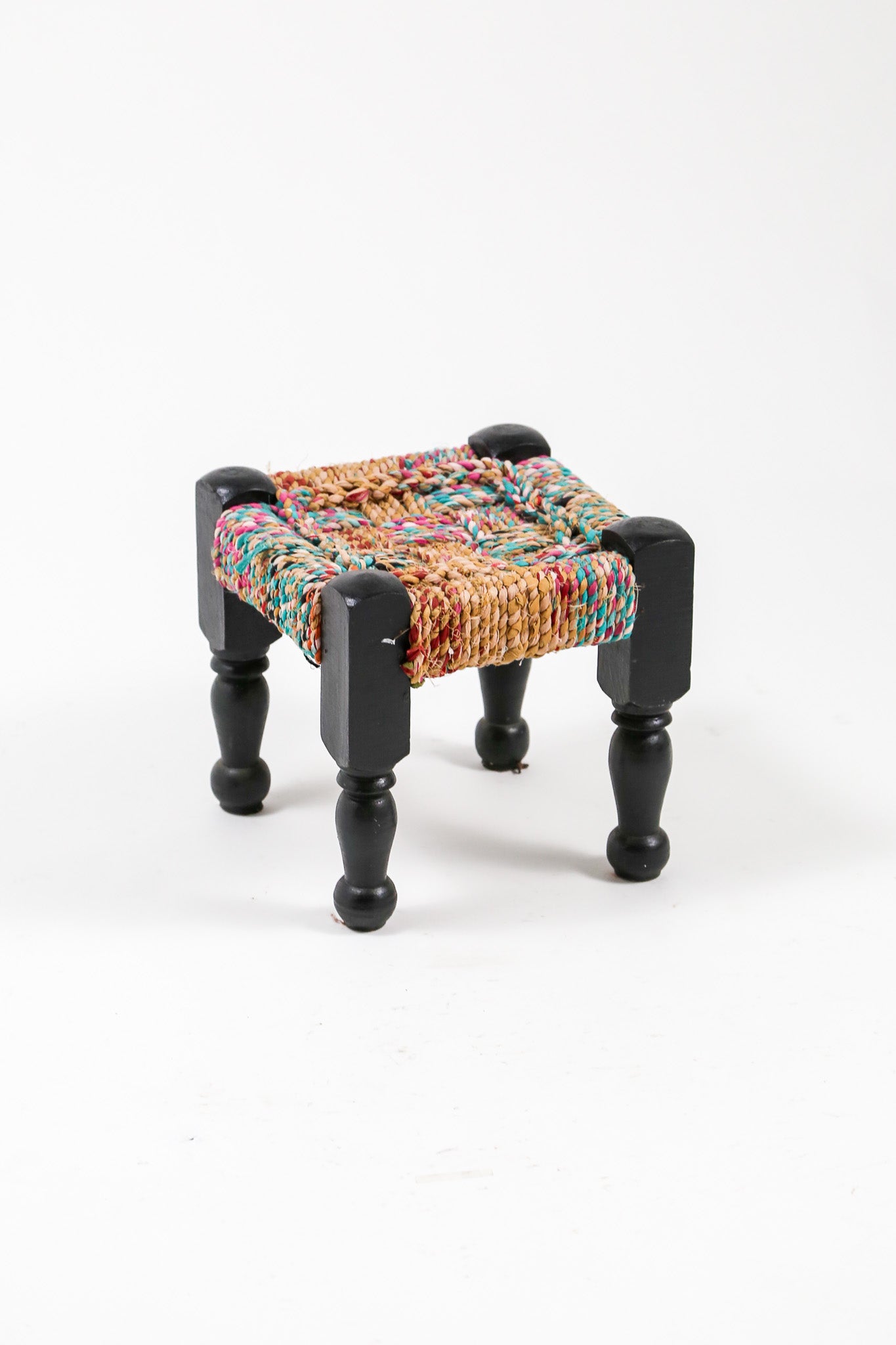Vintage Multicolored Rope Woven Footstool / ヴィンテージ マルチ