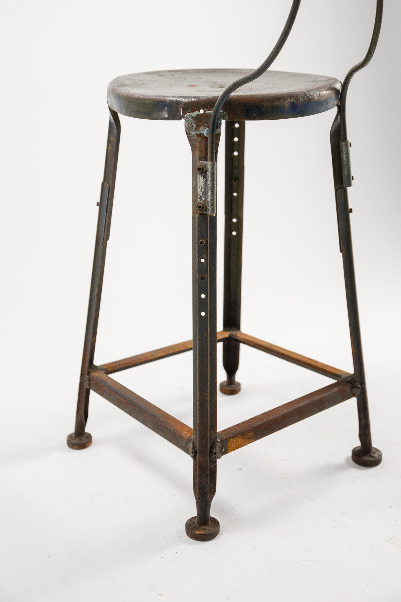 Vintage Industrial Stool with Adjustable Backrest / ヴィンテージ インダストリアル スツール（バックレスト付）