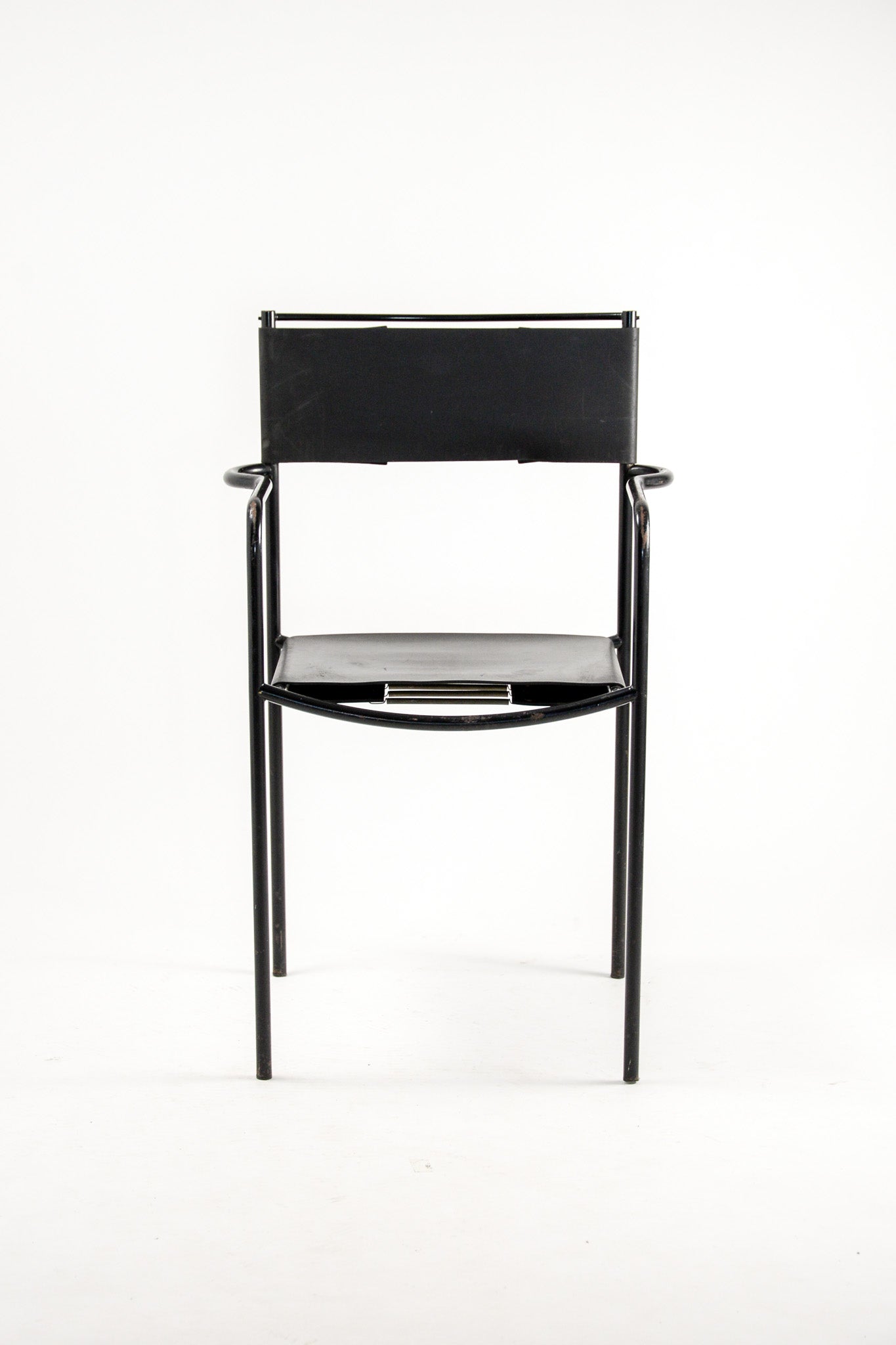 Black Leather Metal Armchair / 黒レザー メタルアームチェア