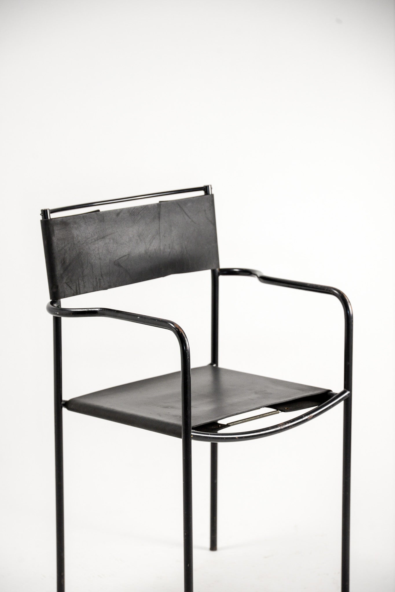 Black Leather Metal Armchair / 黒レザー メタルアームチェア