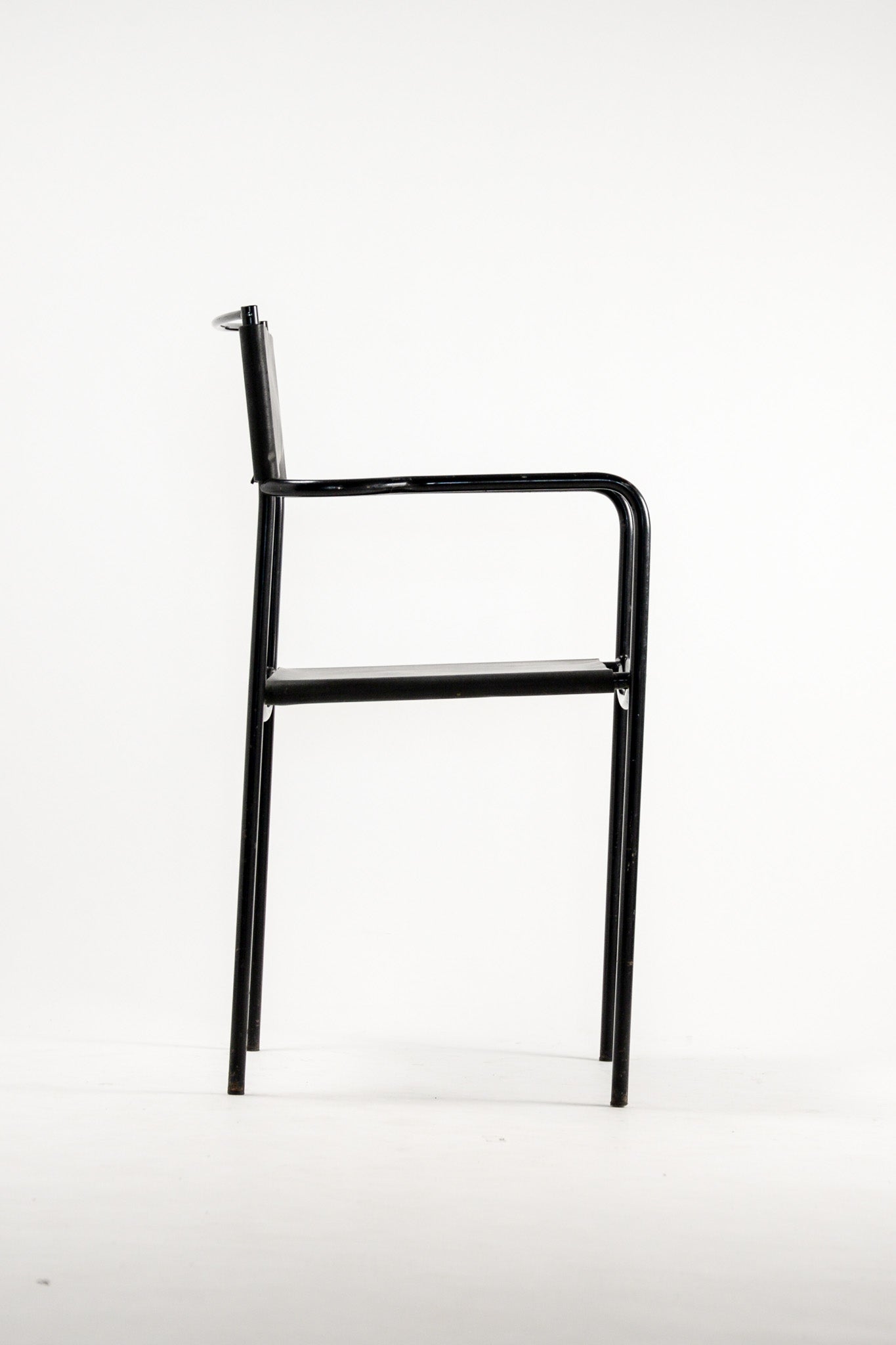 Black Leather Metal Armchair / 黒レザー メタルアームチェア