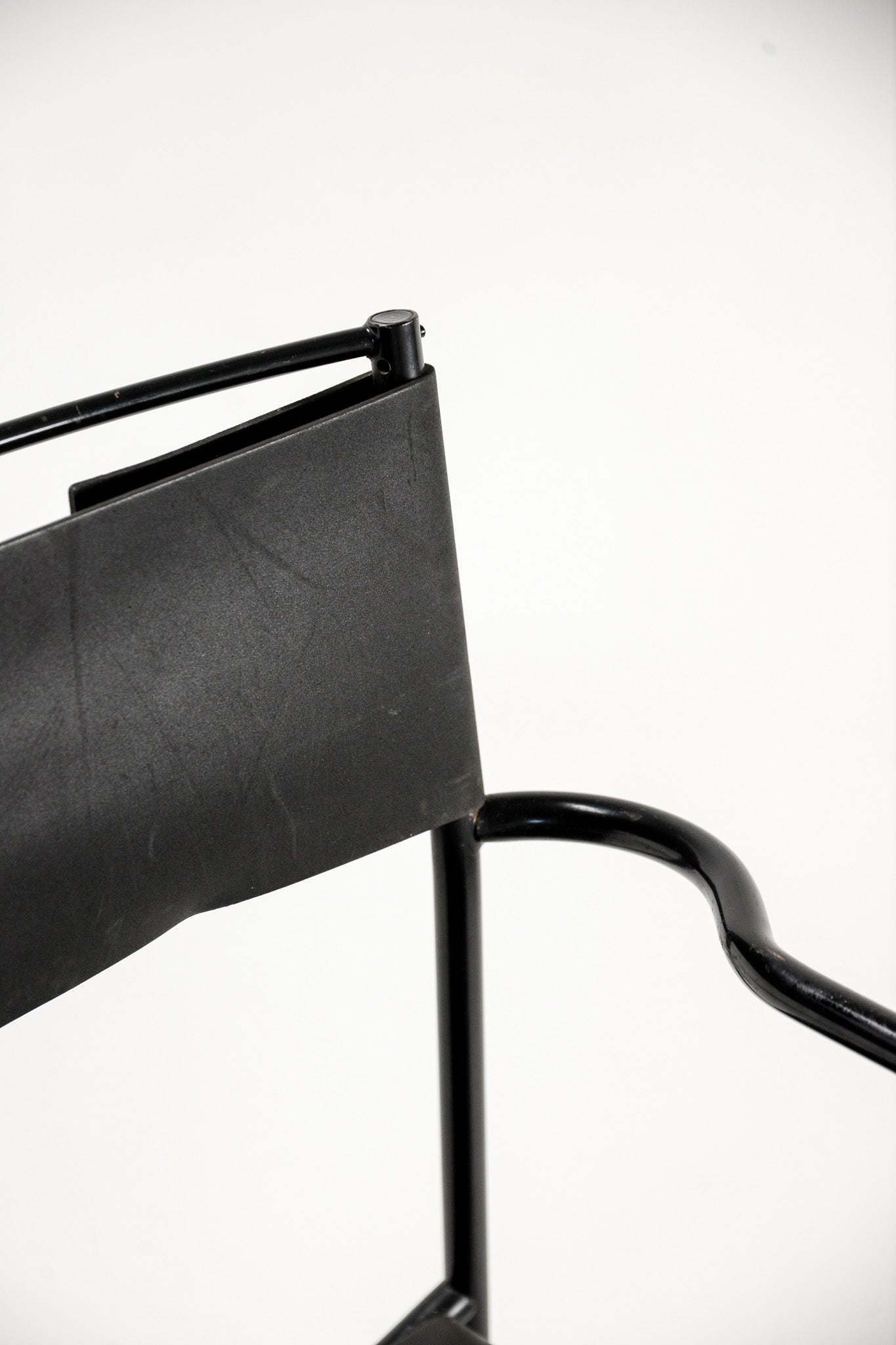 Black Leather Metal Armchair / 黒レザー メタルアームチェア