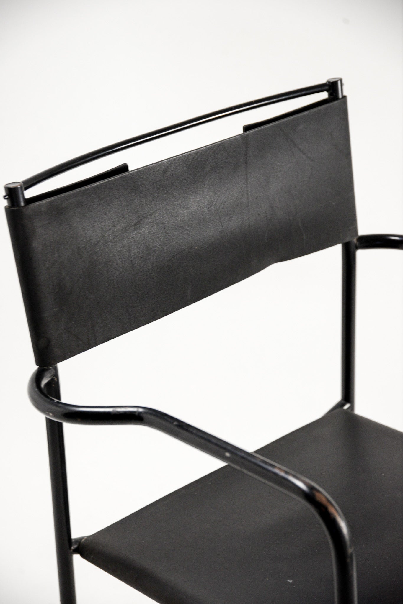 Black Leather Metal Armchair / 黒レザー メタルアームチェア
