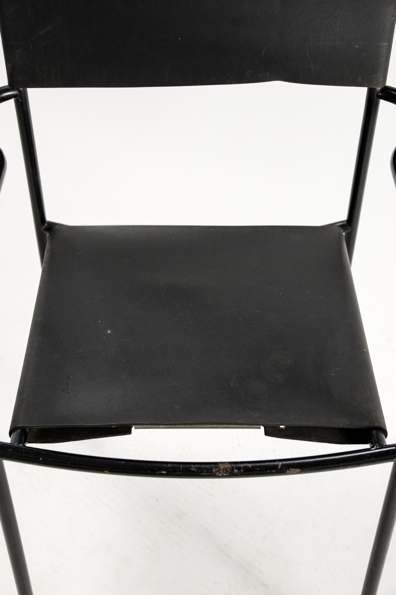 Black Leather Metal Armchair / 黒レザー メタルアームチェア