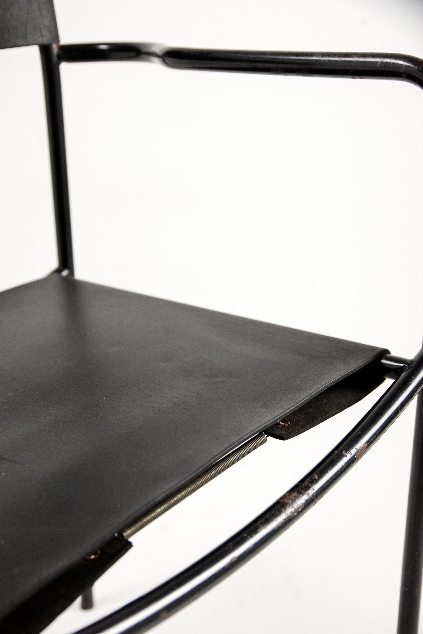 Black Leather Metal Armchair / 黒レザー メタルアームチェア