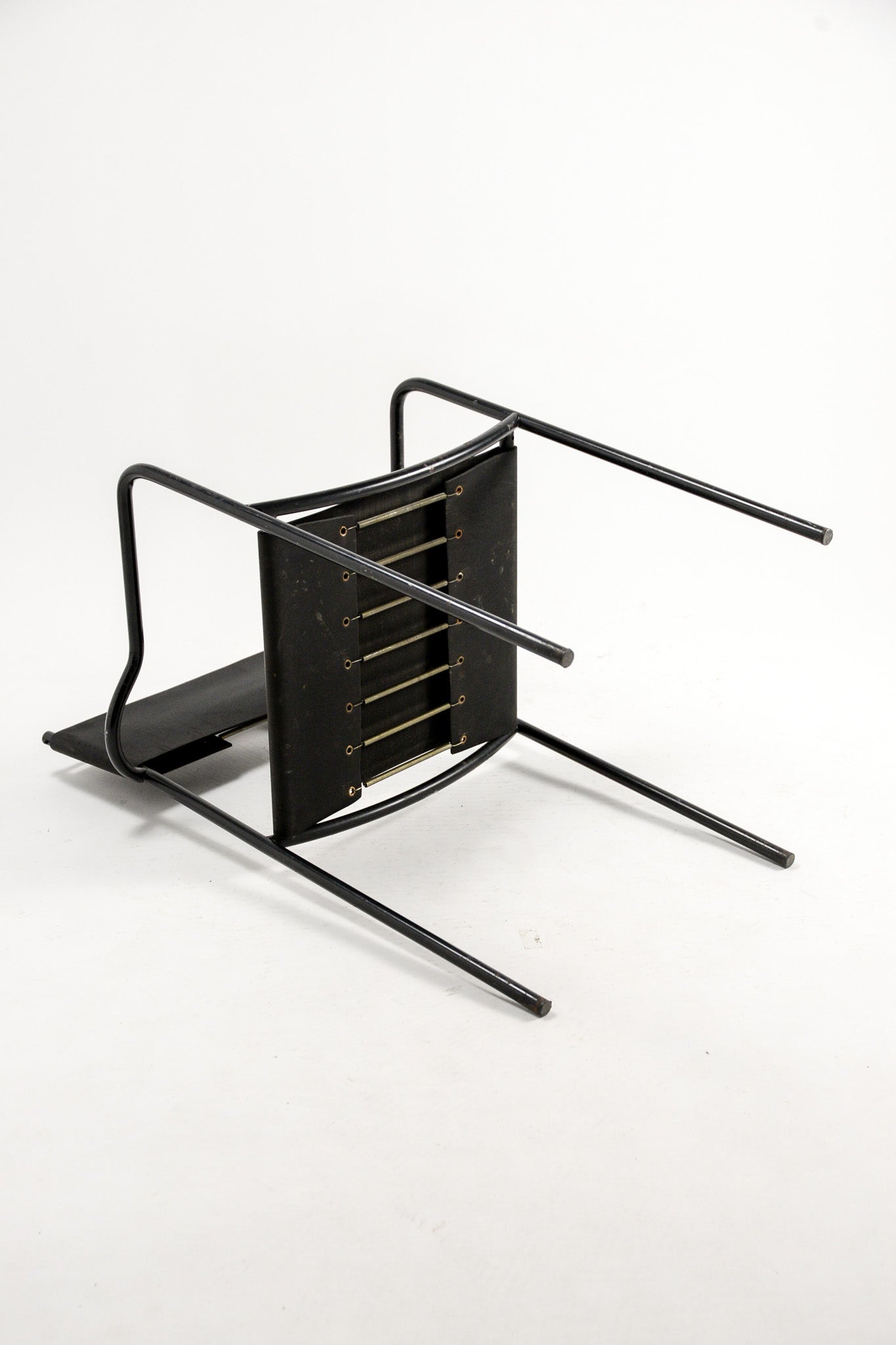 Black Leather Metal Armchair / 黒レザー メタルアームチェア – STORE