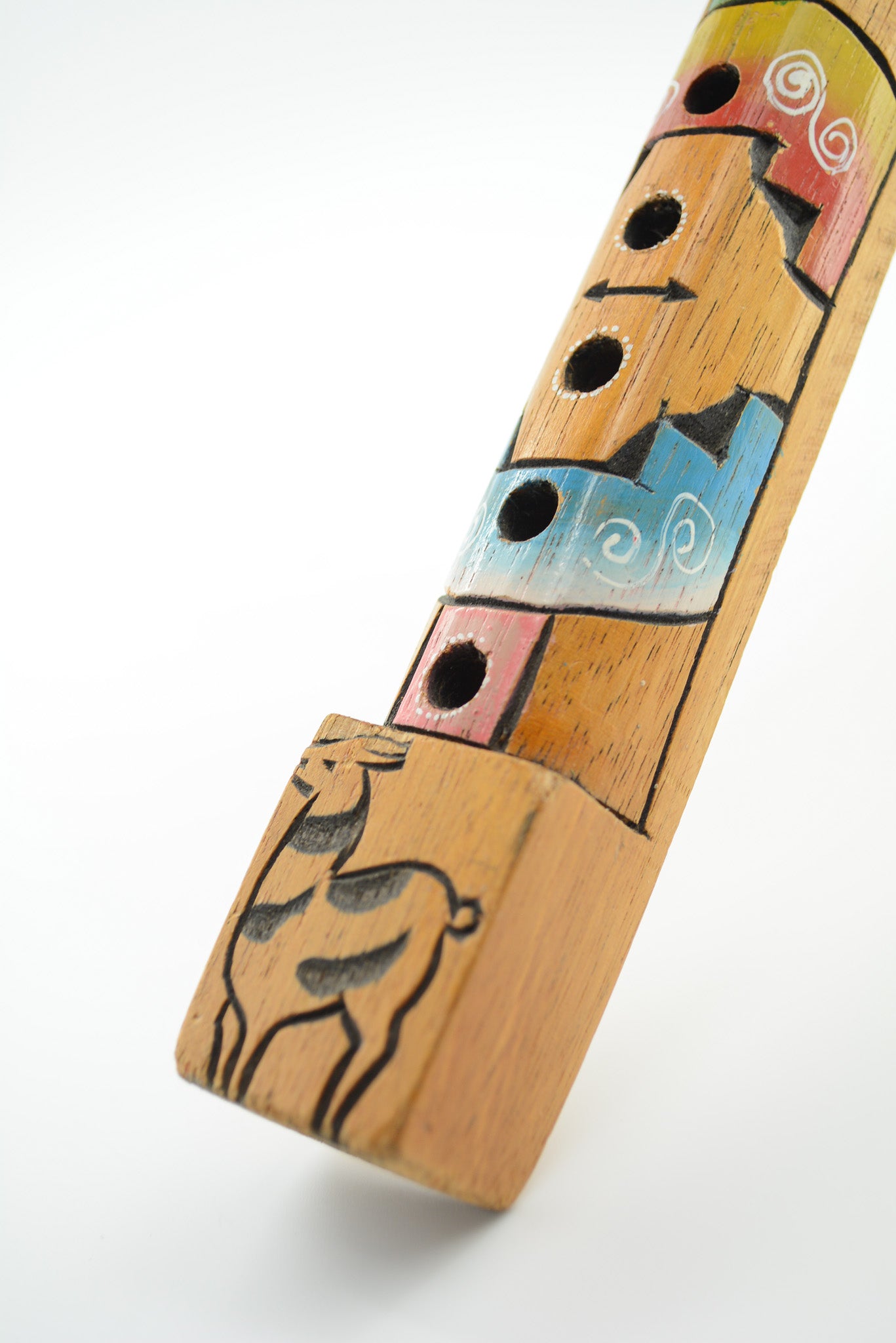 Peruvian Carved Wood Flute / ペルー製 木彫り フルート
