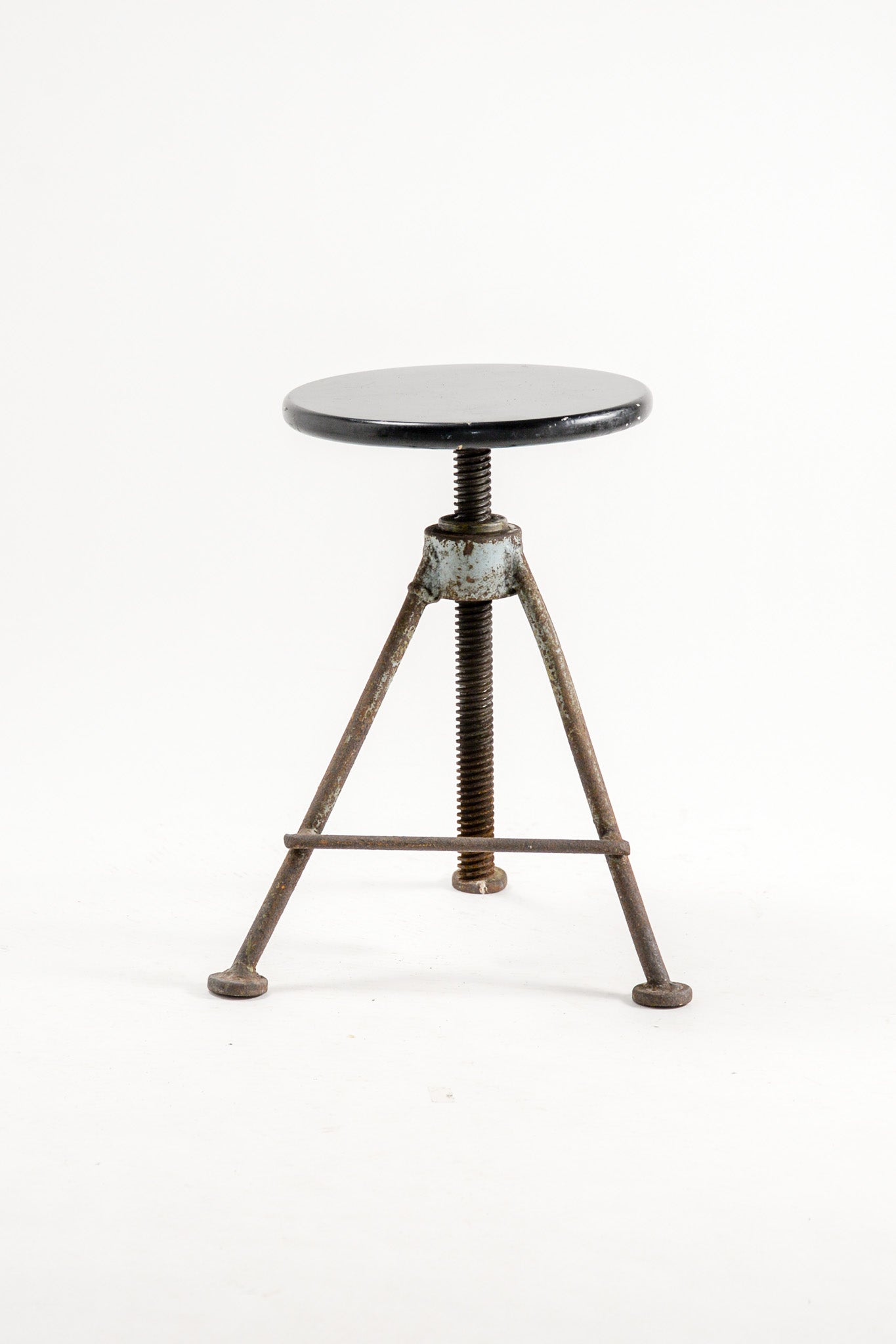 Industrial Height Adjustable Stool / 黒天板スツール（脚メタル・昇降）