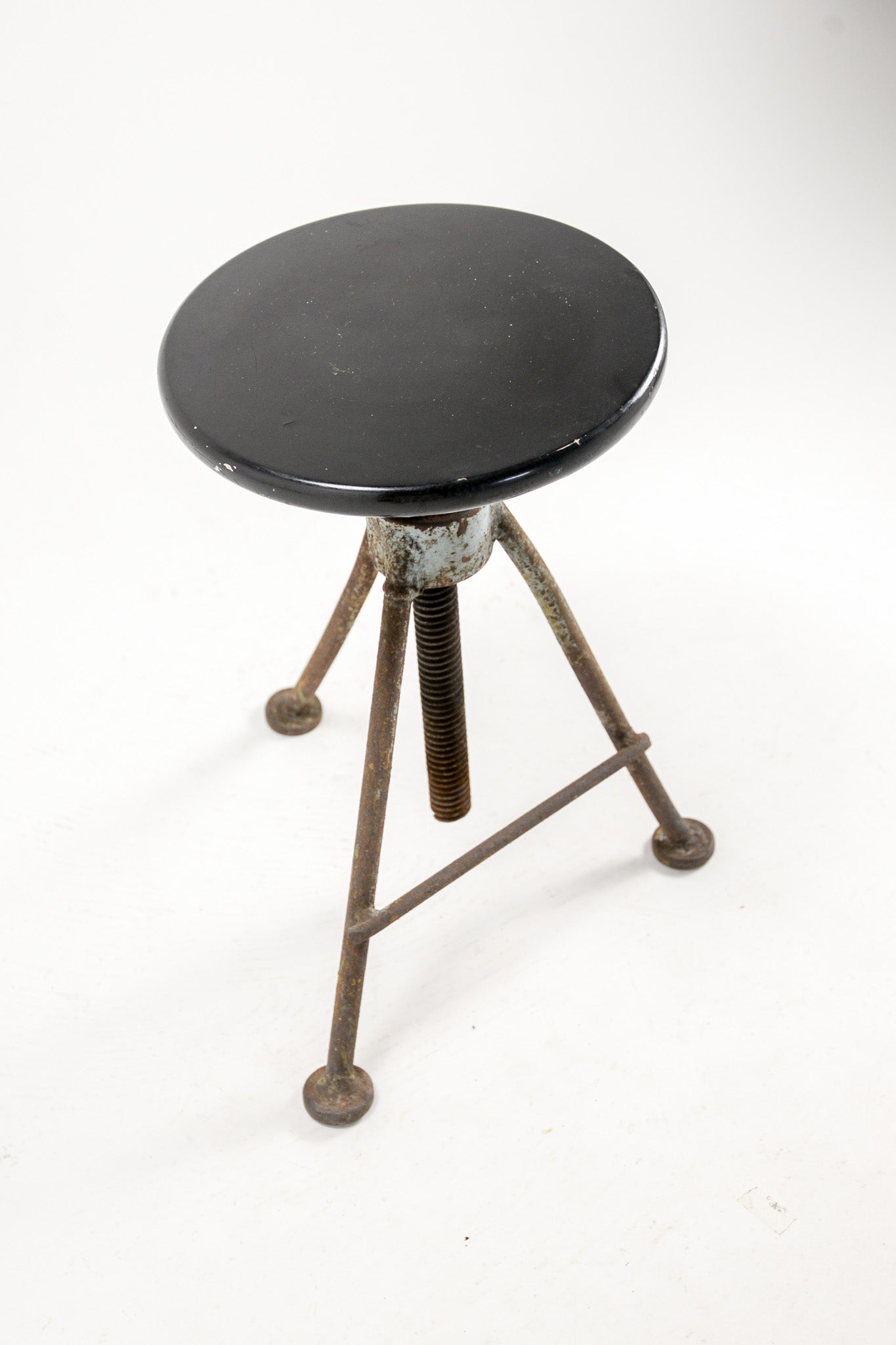 Industrial Height Adjustable Stool / 黒天板スツール（脚メタル・昇降）
