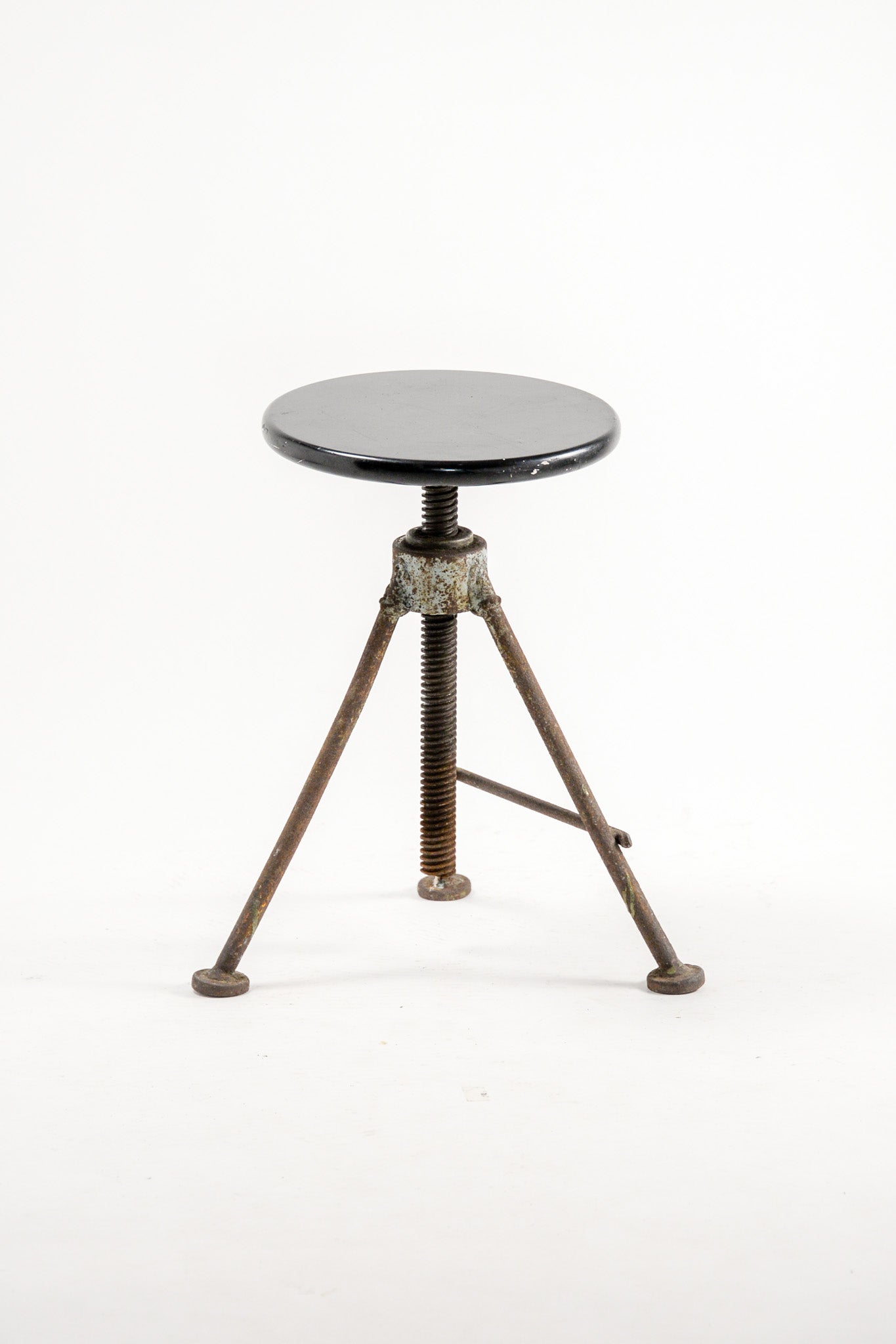 Industrial Height Adjustable Stool / 黒天板スツール（脚メタル・昇降）