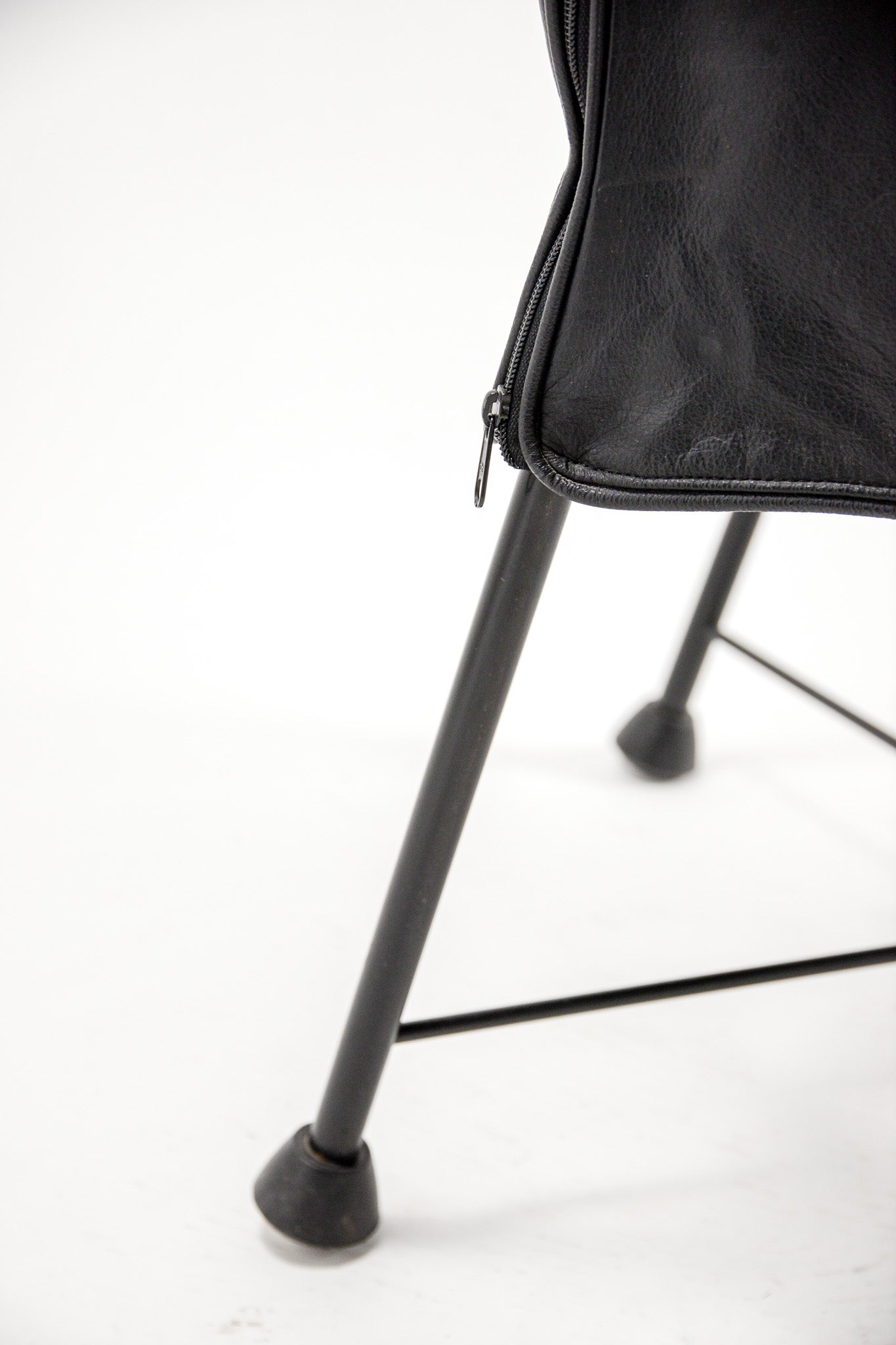 Vintage Black Leather Zipper Chair / ヴィンテージ ブラックレザー ジッパーチェア