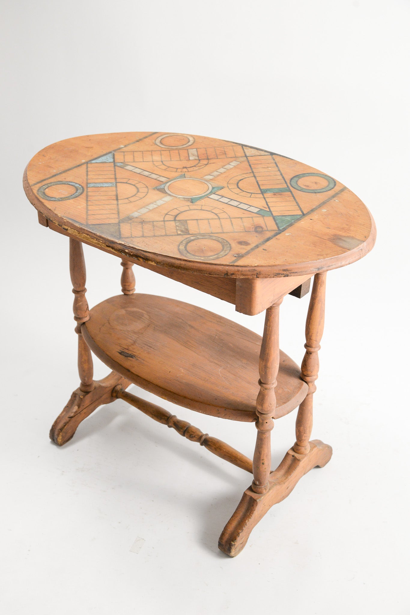 Antique Games Table with Hand-Painted Top / アンティーク ゲームテーブル（ハンドペイント）