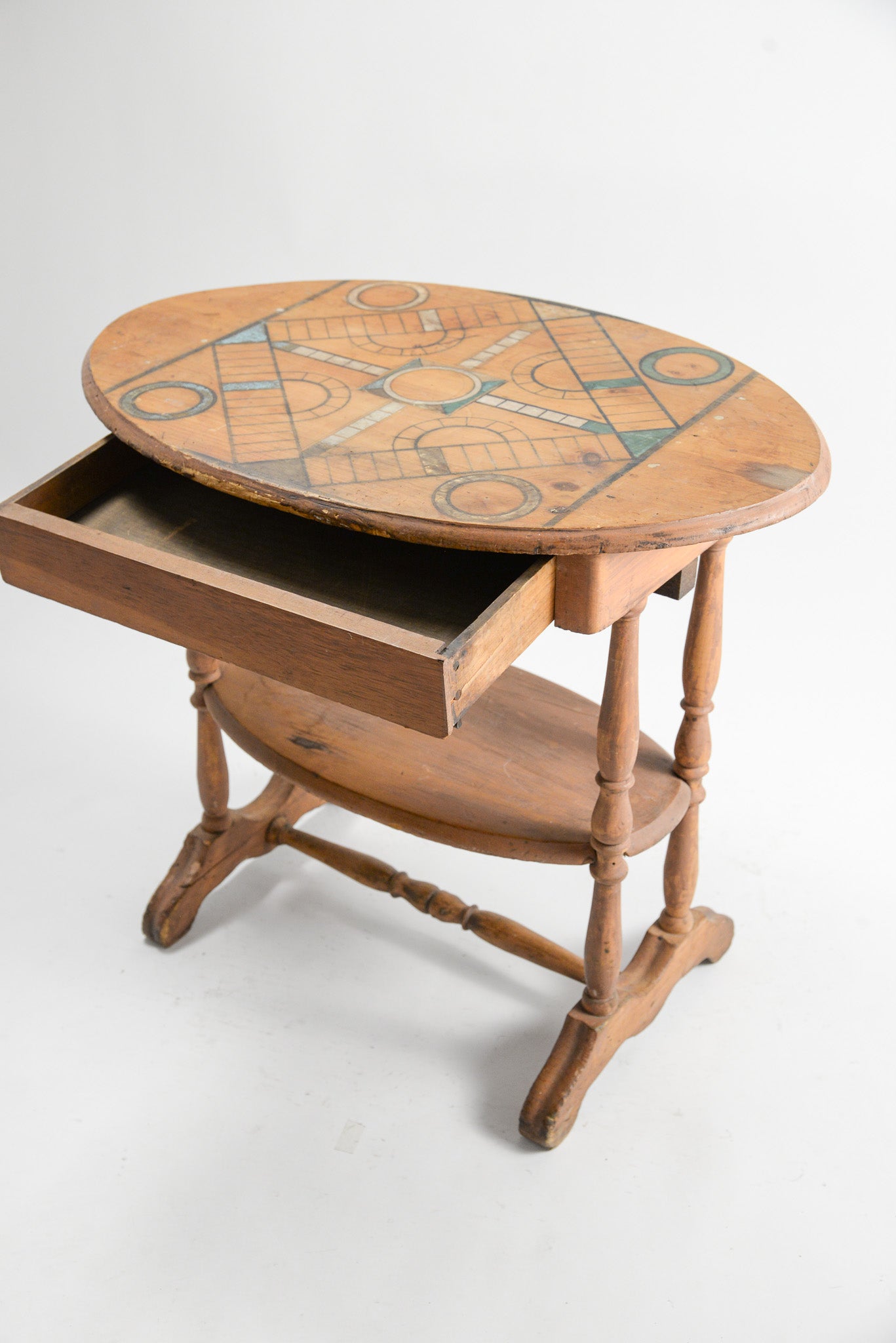 Antique Games Table with Hand-Painted Top / アンティーク ゲームテーブル（ハンドペイント）