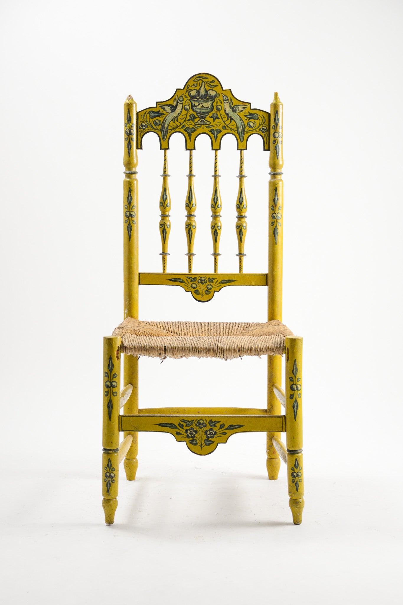 Bird Painted Chair / 鳥のペイントチェア (イエロー)