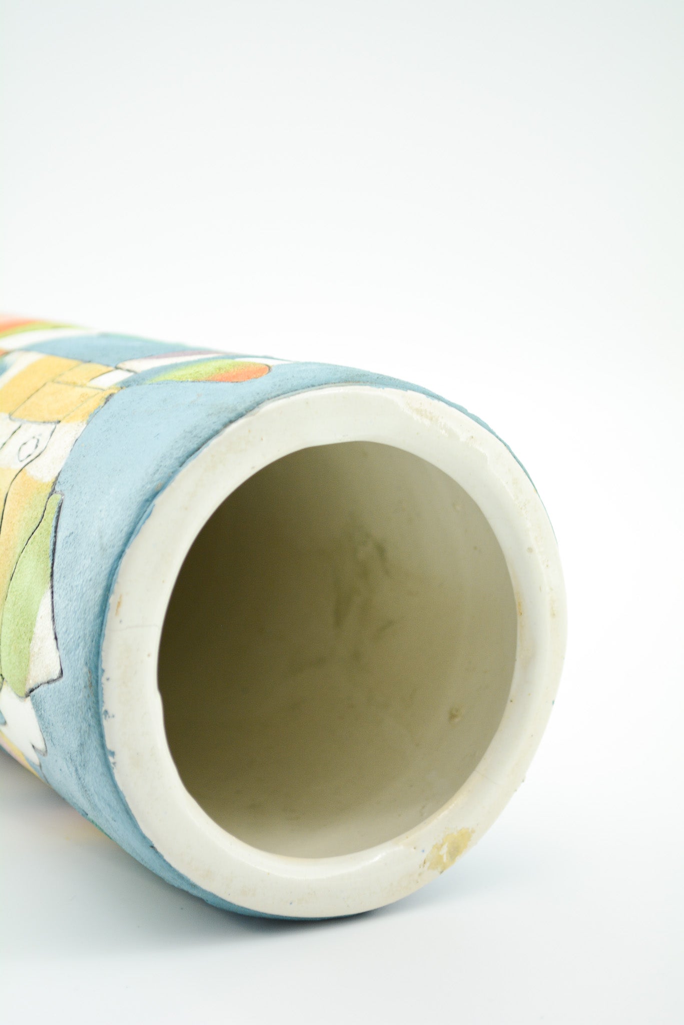 Cylindrical Art Pottery Vase with Abstract Motif / 抽象図案 シリンダー花瓶
