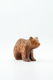 Wood Carved Bear (Brown) / 木彫りのクマ（茶）