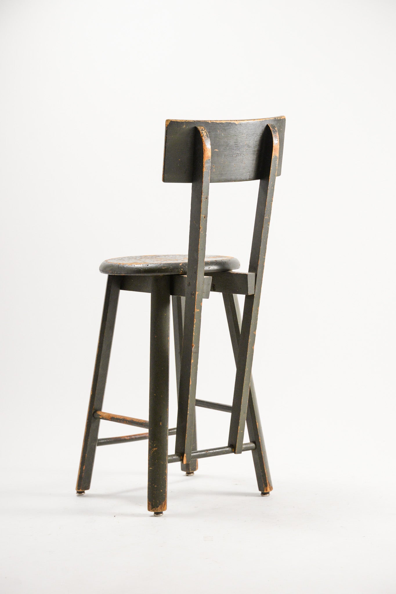 Vintage Wooden High Stool / ヴィンテージ 木製ハイスツール