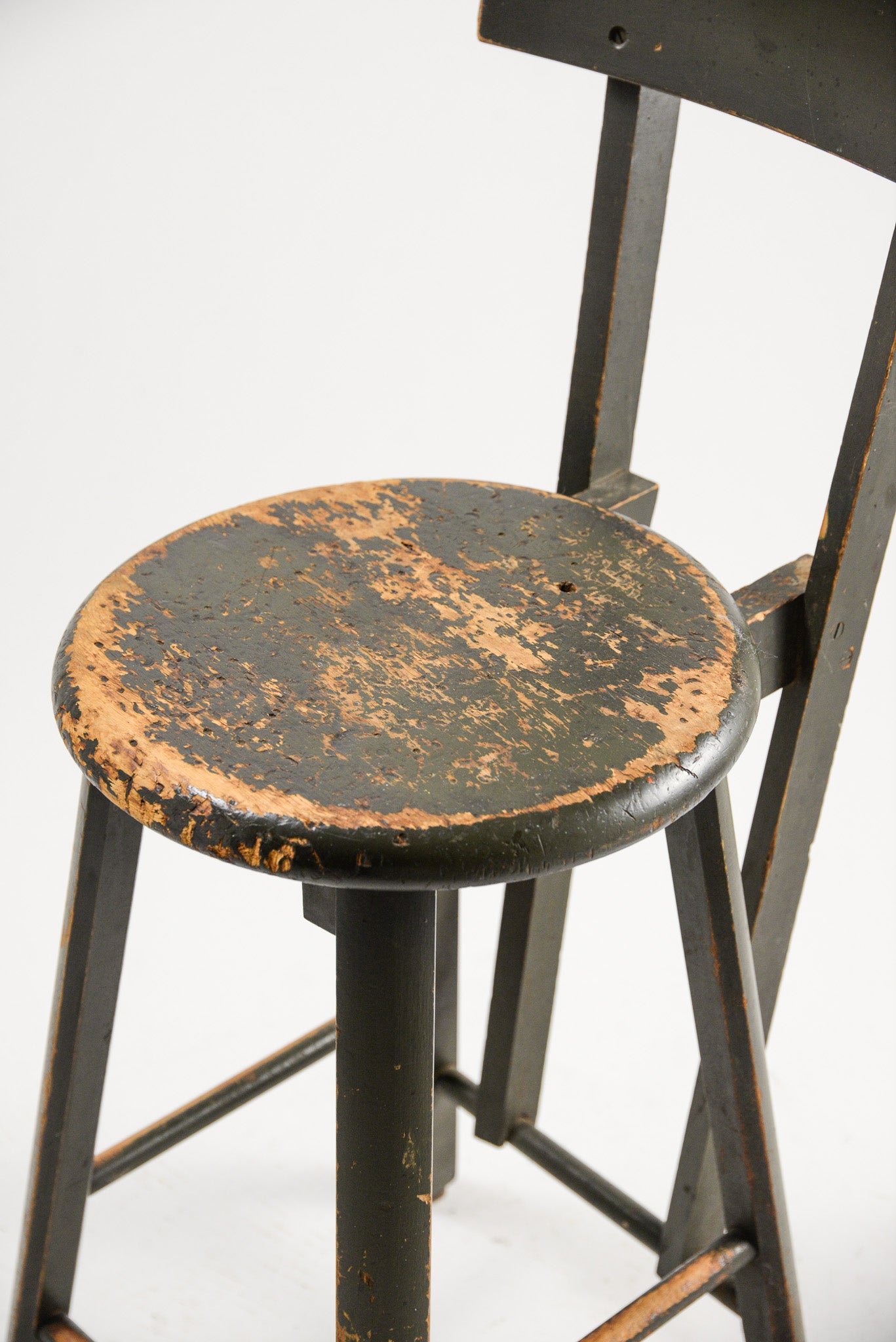 Vintage Wooden High Stool / ヴィンテージ 木製ハイスツール