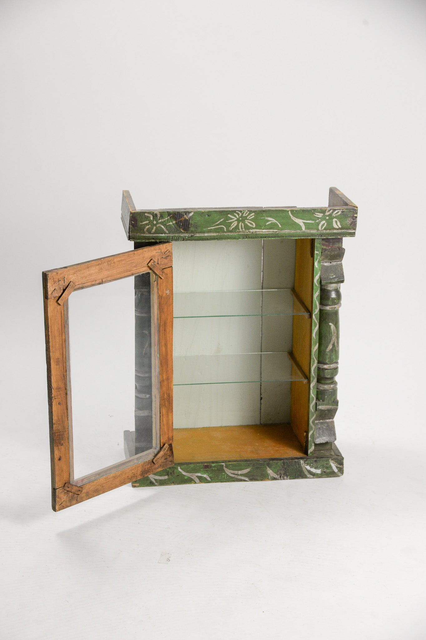 Green Wooden Glass Case / ガラスケース 緑木製