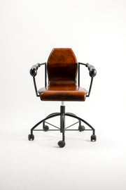 Vintage Leather Desk Chair with Sculptural Armrests / ヴィンテージ レザーデスクチェア スカルプチュアルアーム