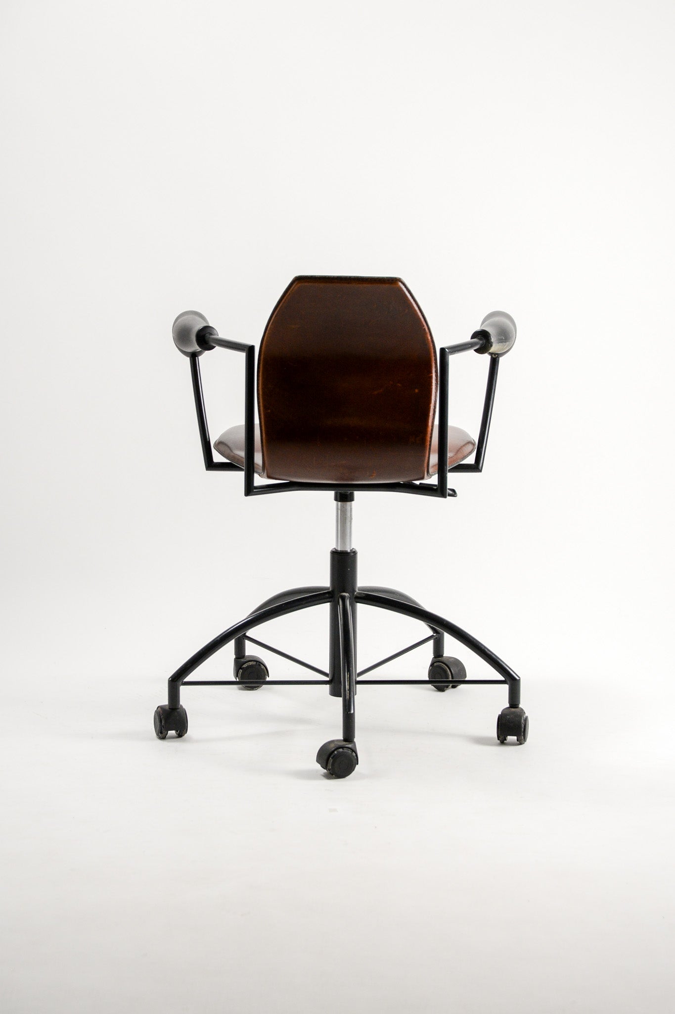 Vintage Leather Desk Chair with Sculptural Armrests / ヴィンテージ レザーデスクチェア スカルプチュアルアーム