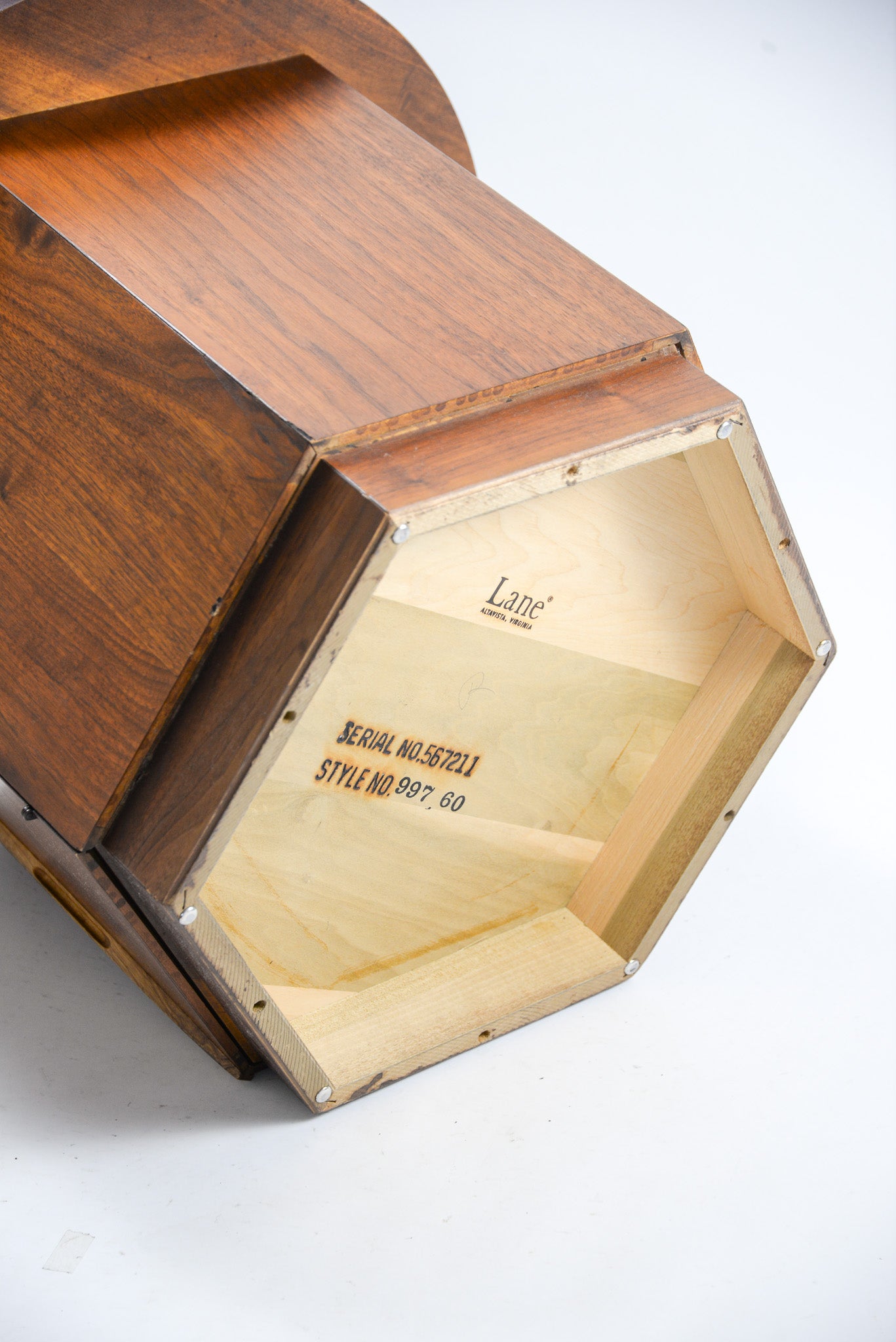 Round Side Table Octagon Base "LANE " / ウッドラウンドテーブル（LANE社製）