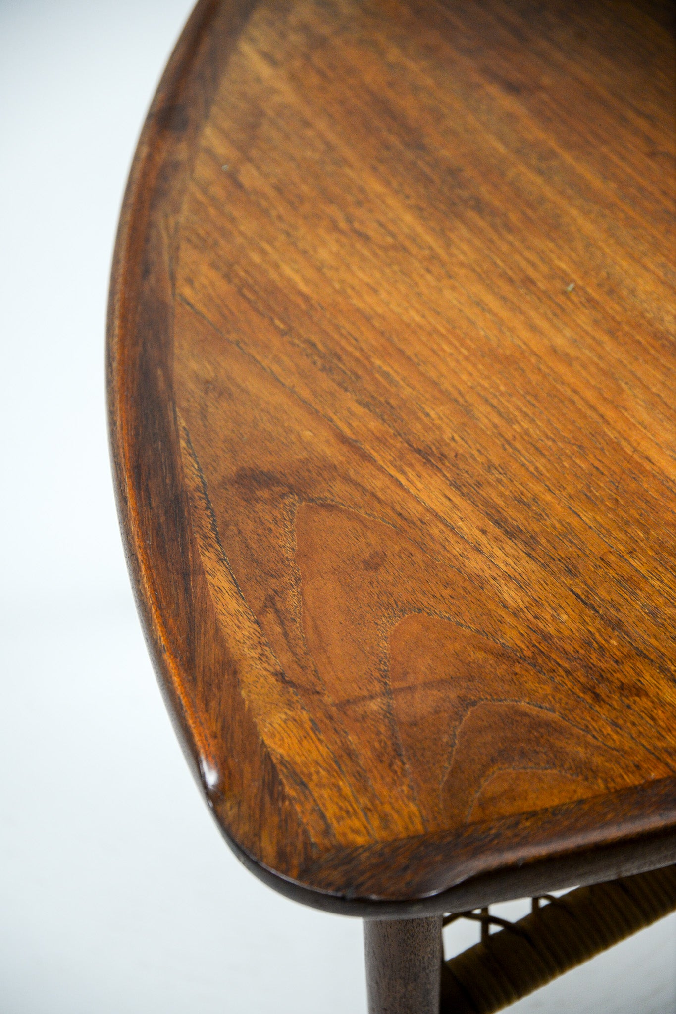 Triangular Coffee Table with Cane Shelf by Johannes Andersen