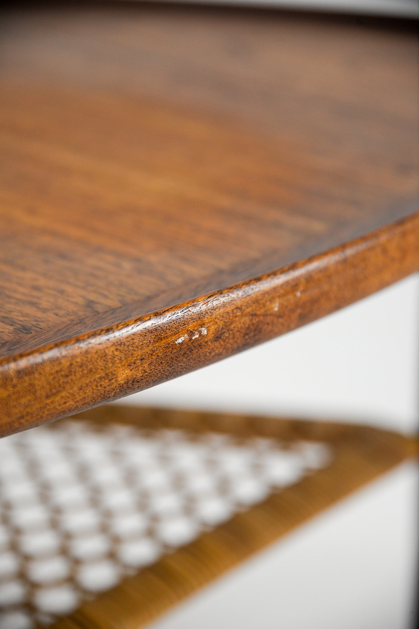 Triangular Coffee Table with Cane Shelf by Johannes Andersen