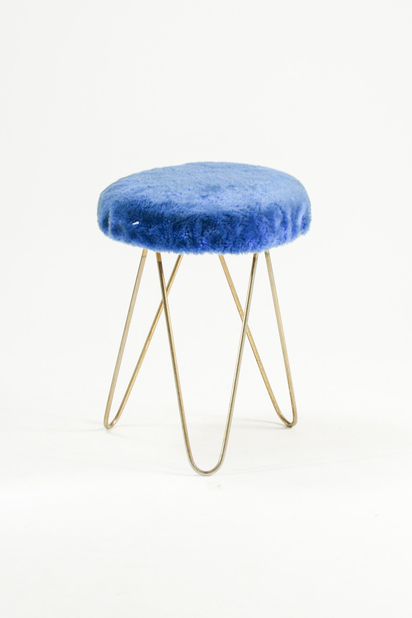 MOFU MOFU Stool Blue / モフモフ スツール（青×ゴールド）