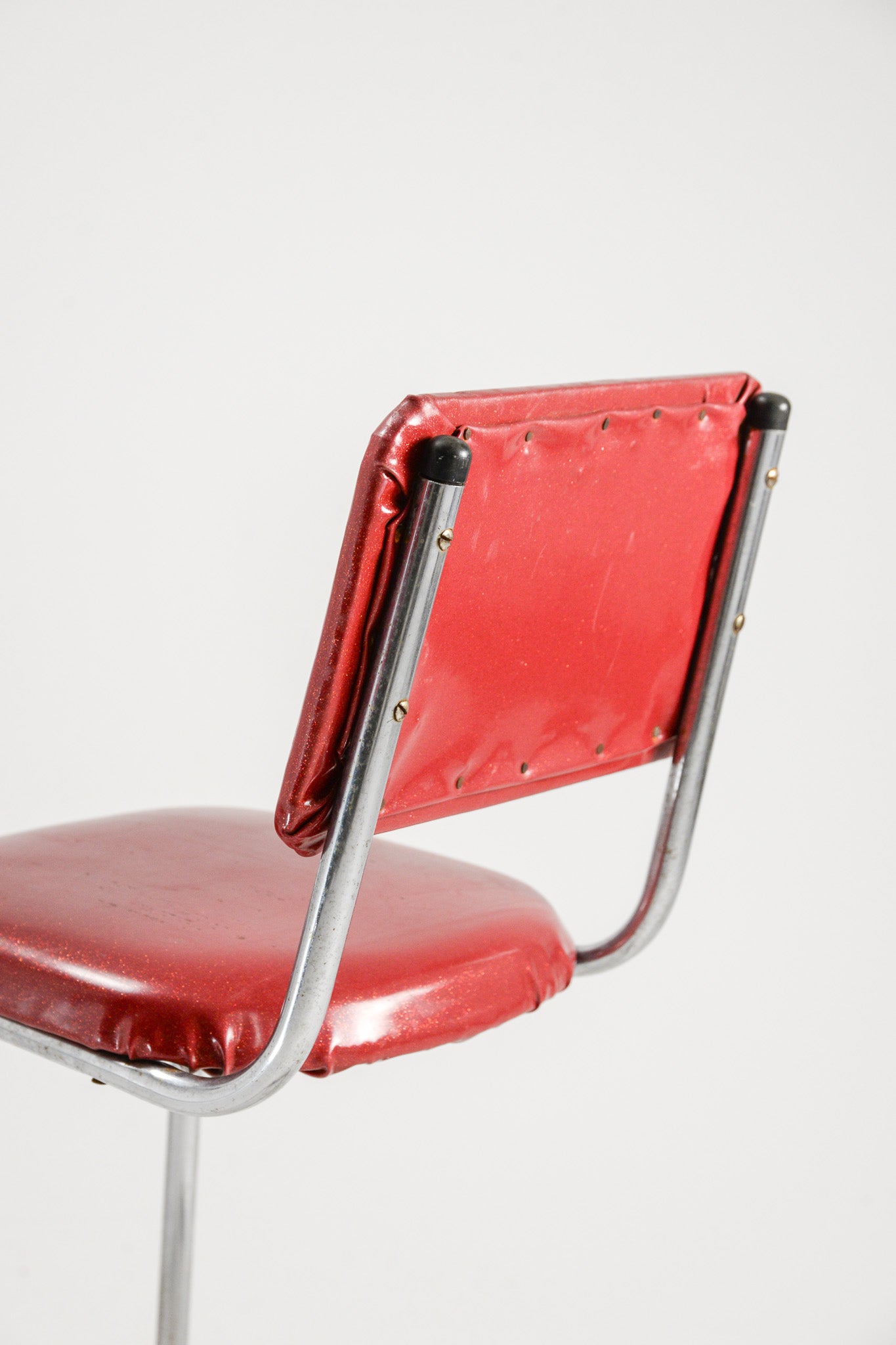 Vintage Red Lame Fabric Side Chair / 赤ラメファブリックチェア