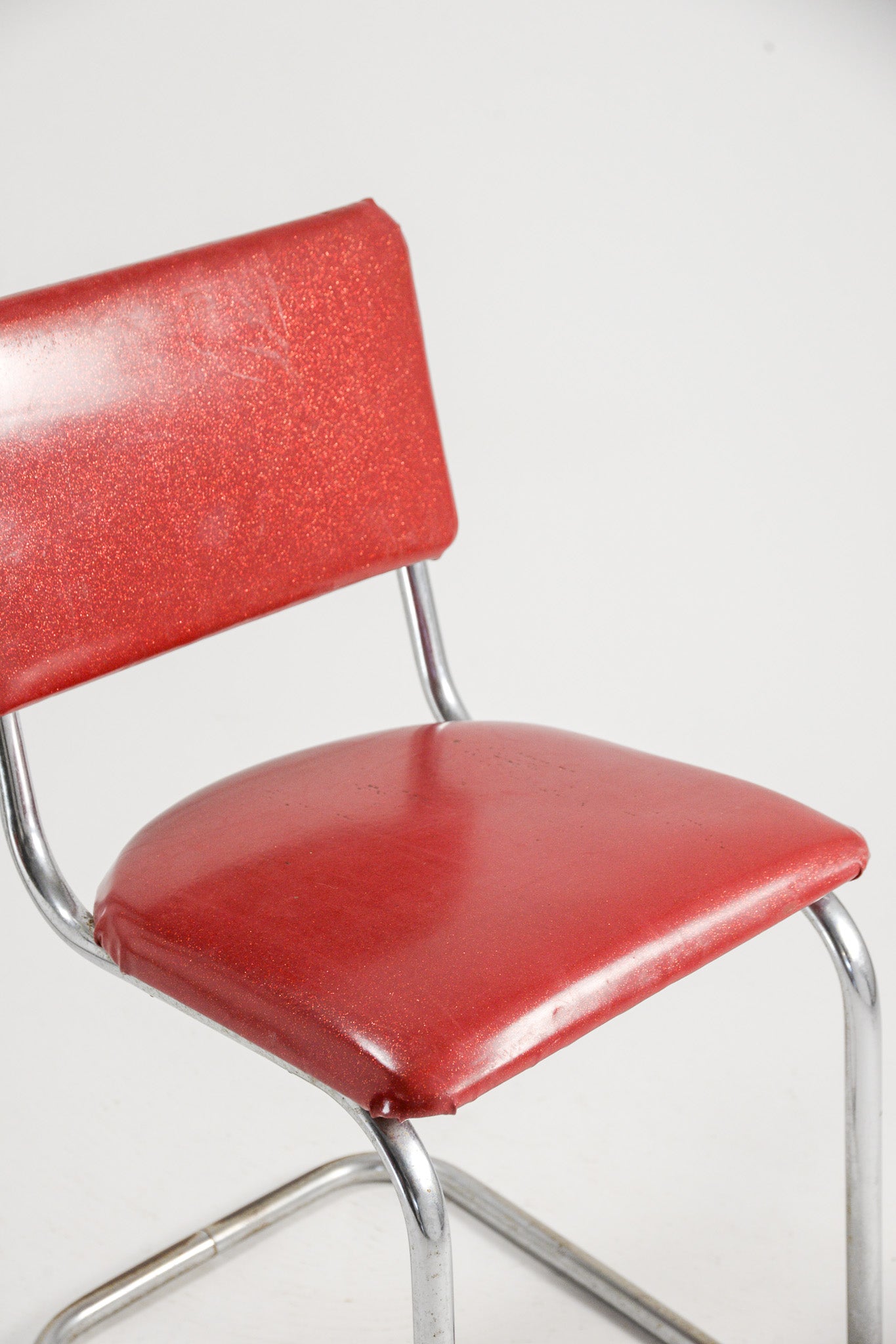 Vintage Red Lame Fabric Side Chair / 赤ラメファブリックチェア