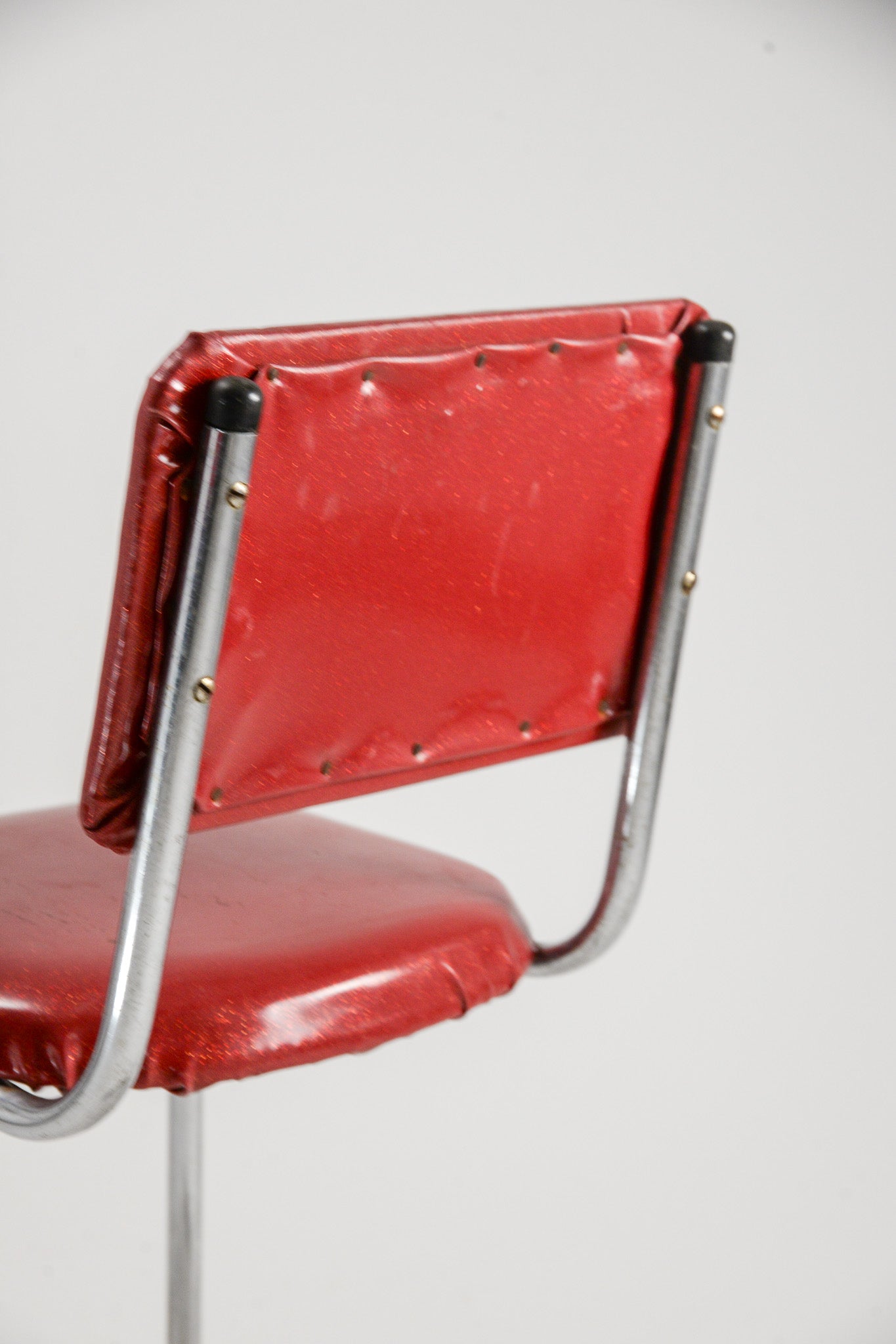 Vintage Red Lame Fabric Side Chair / 赤ラメファブリックチェア