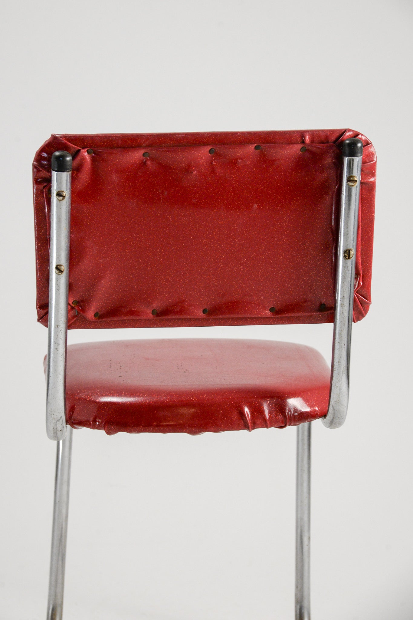 Vintage Red Lame Fabric Side Chair / 赤ラメファブリックチェア