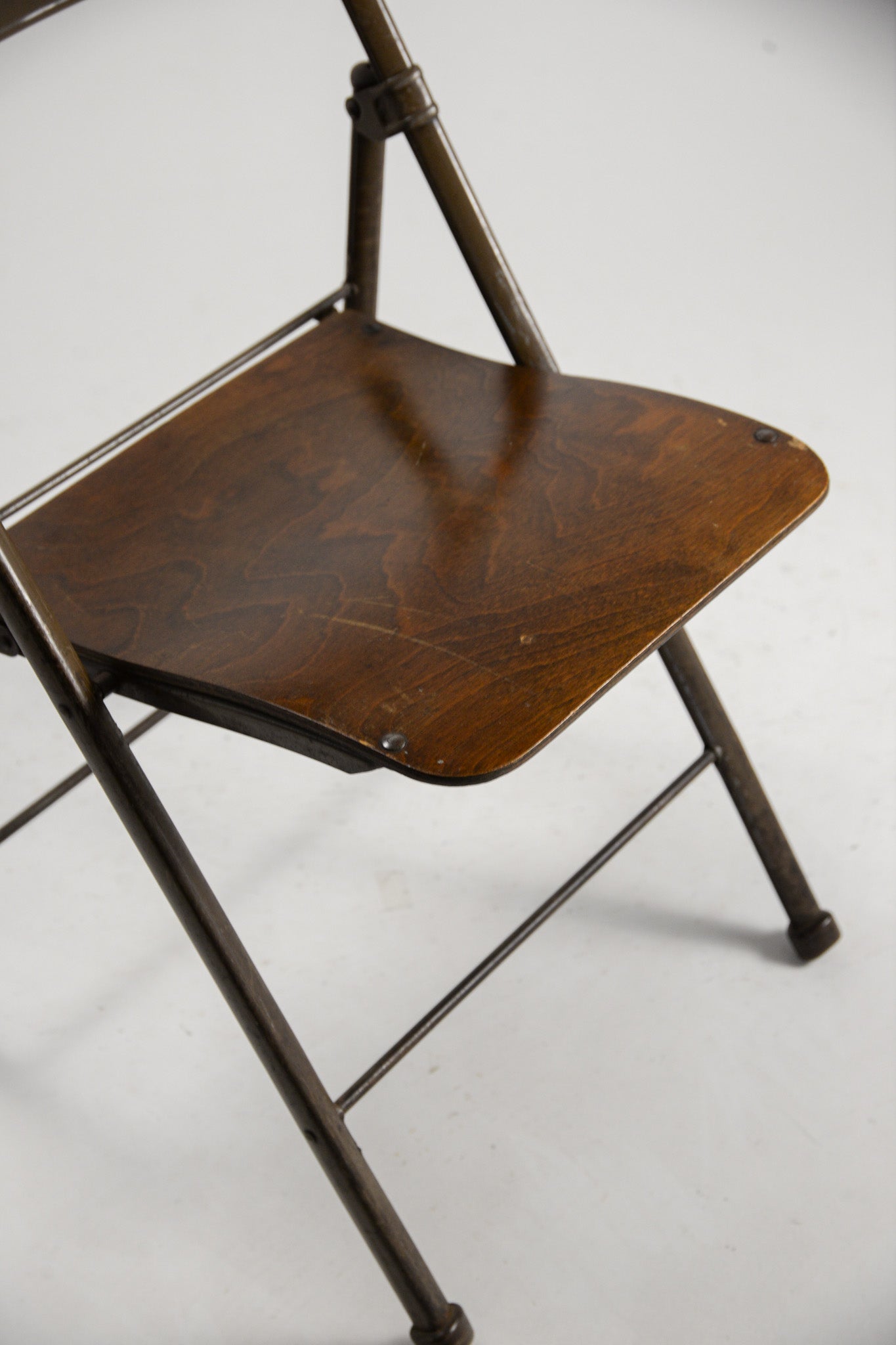 Folding Chair with Wood Seat &amp; Metal Frame / 木座面×メタル 折りたたみイス