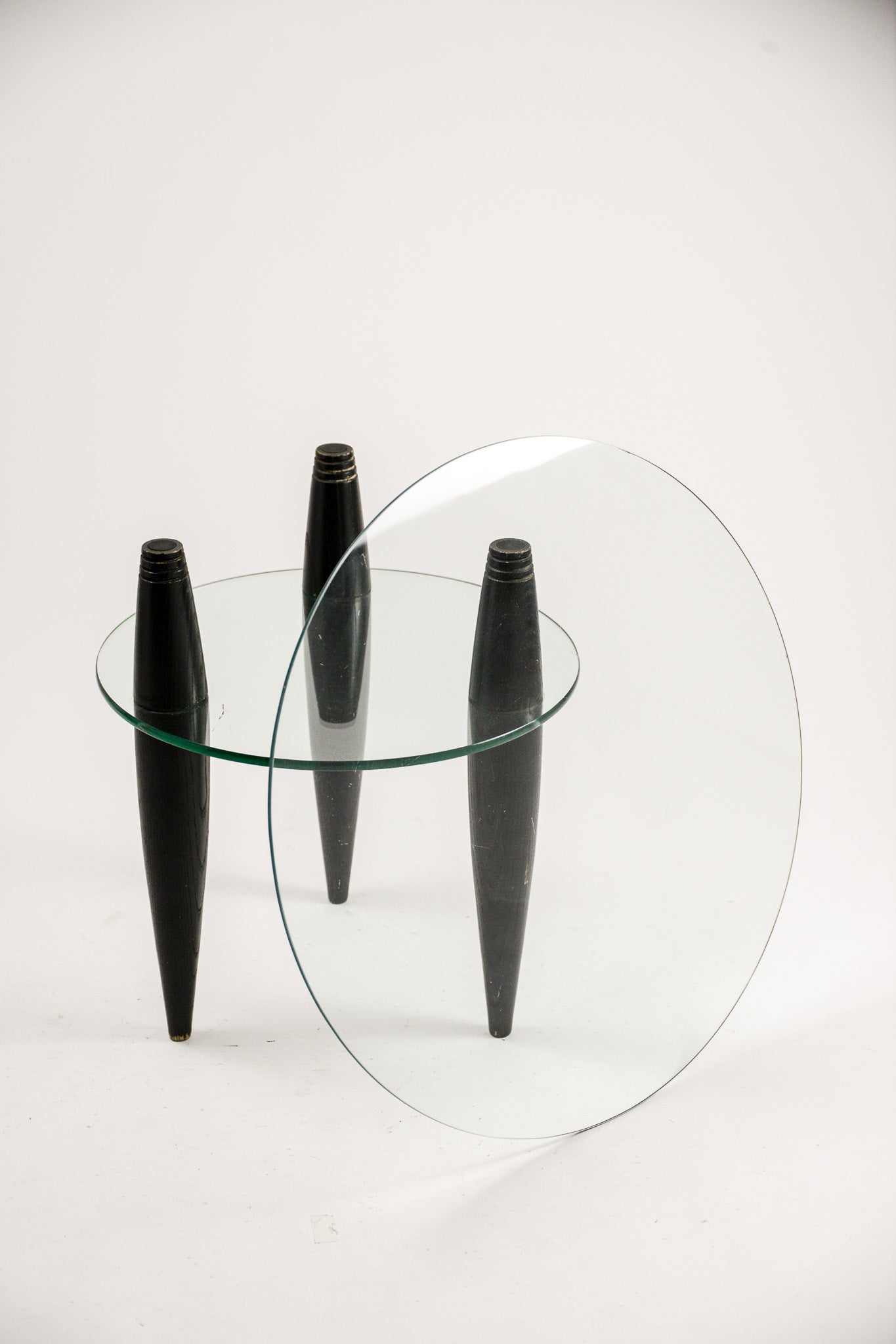 3-Legged Double-Tier Glass Top Side Table / ガラス天板 3本脚