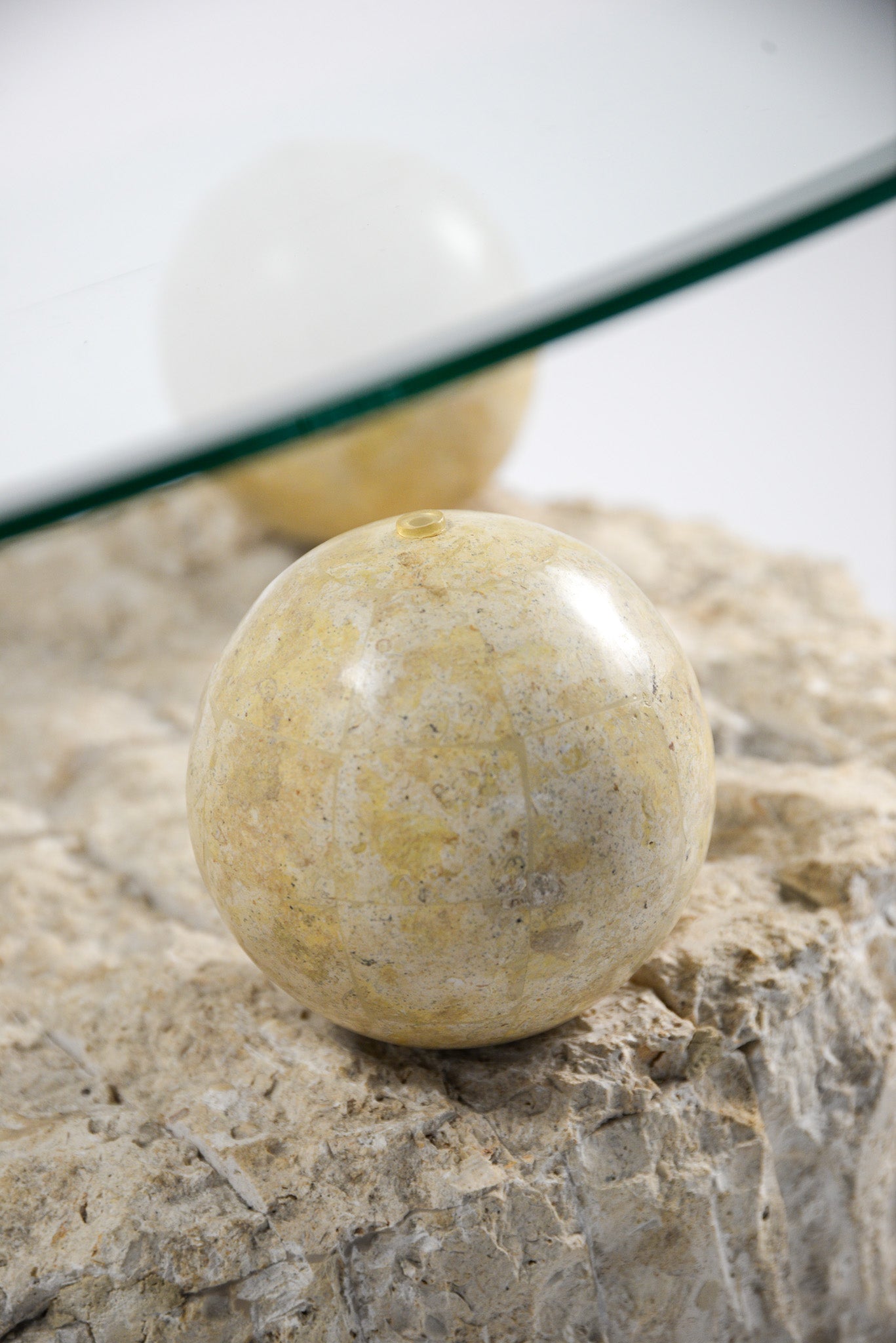 Glass Top Circle Side Table / ガラストップ サークルテーブル