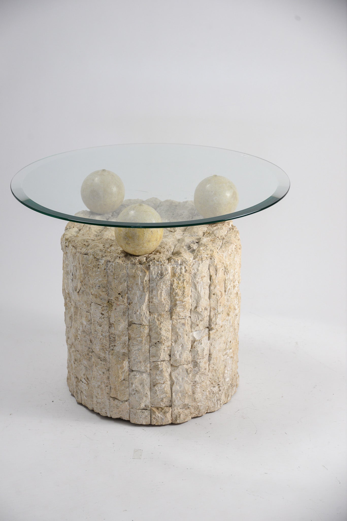 Glass Top Circle Side Table / ガラストップ サークルテーブル