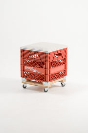 Caster Red Crate Stool / キャスター付きクレート(赤) スツール