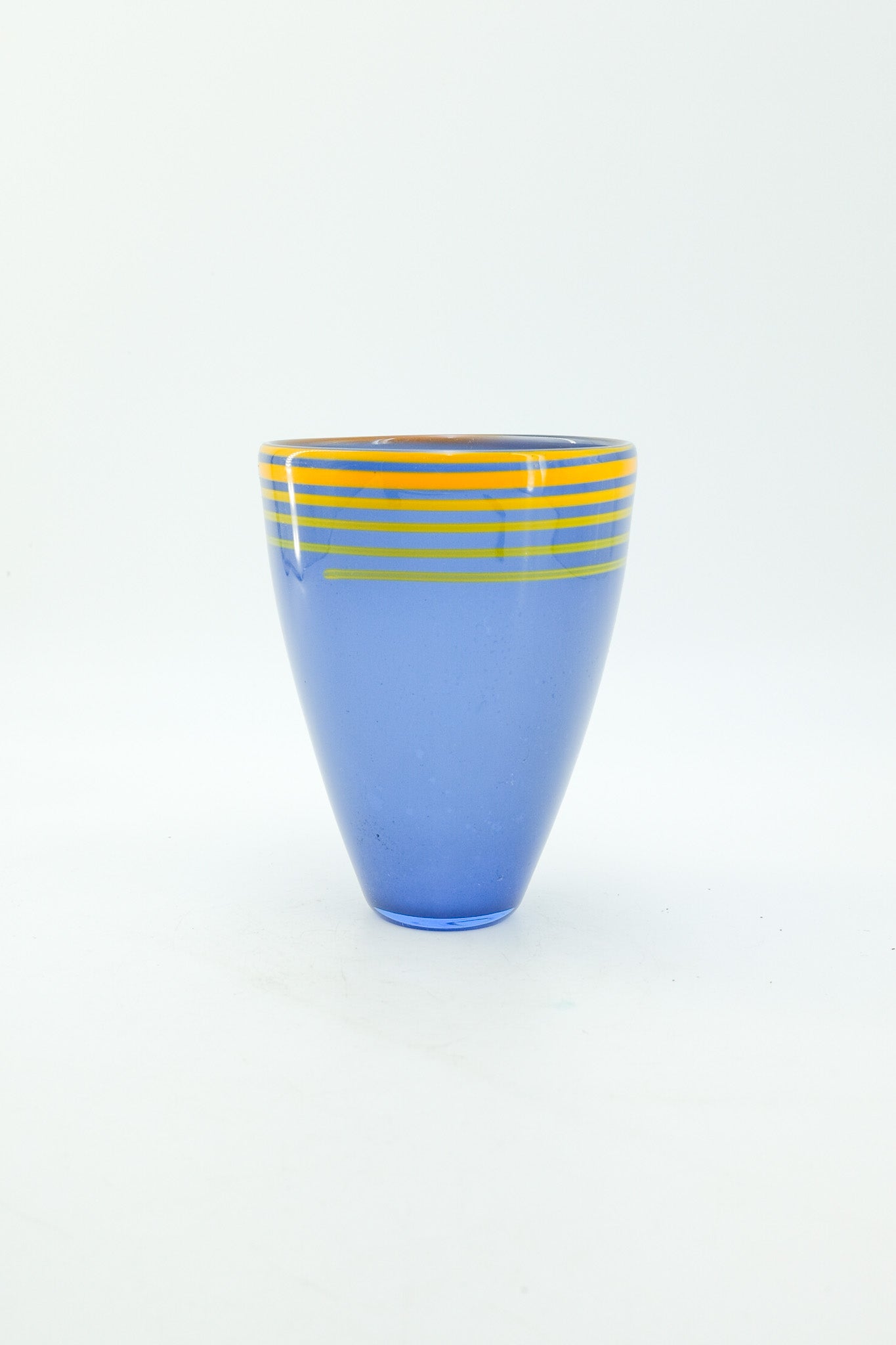 Blue and Yellow Tornado Line Glass Vase / ブルー＆イエロー トルネードライン ガラス花器