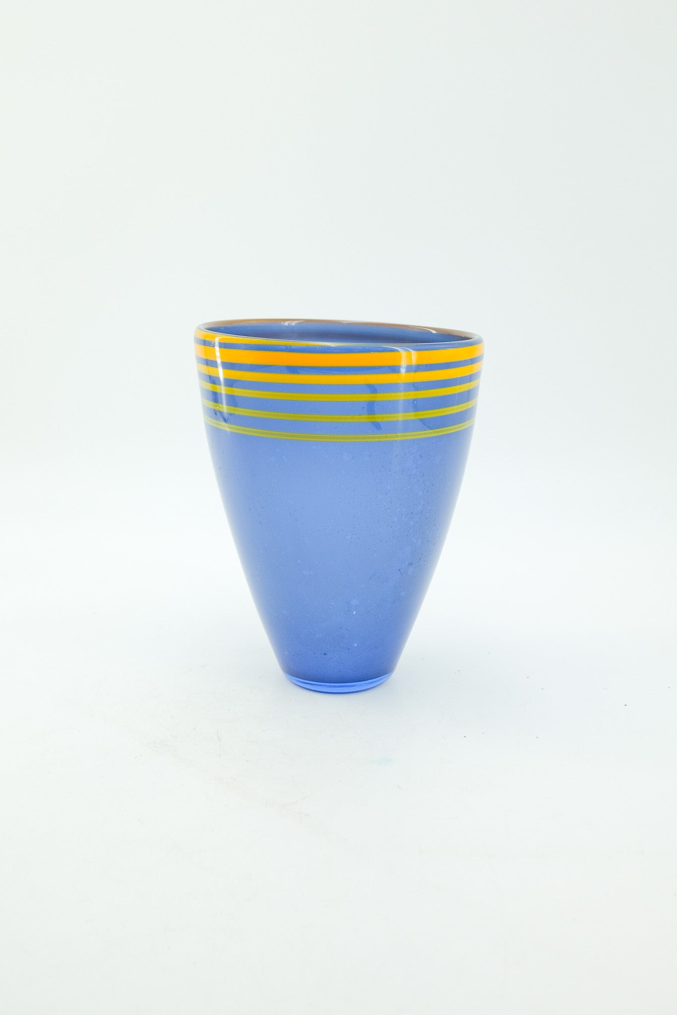 Blue and Yellow Tornado Line Glass Vase / ブルー＆イエロー トルネードライン ガラス花器
