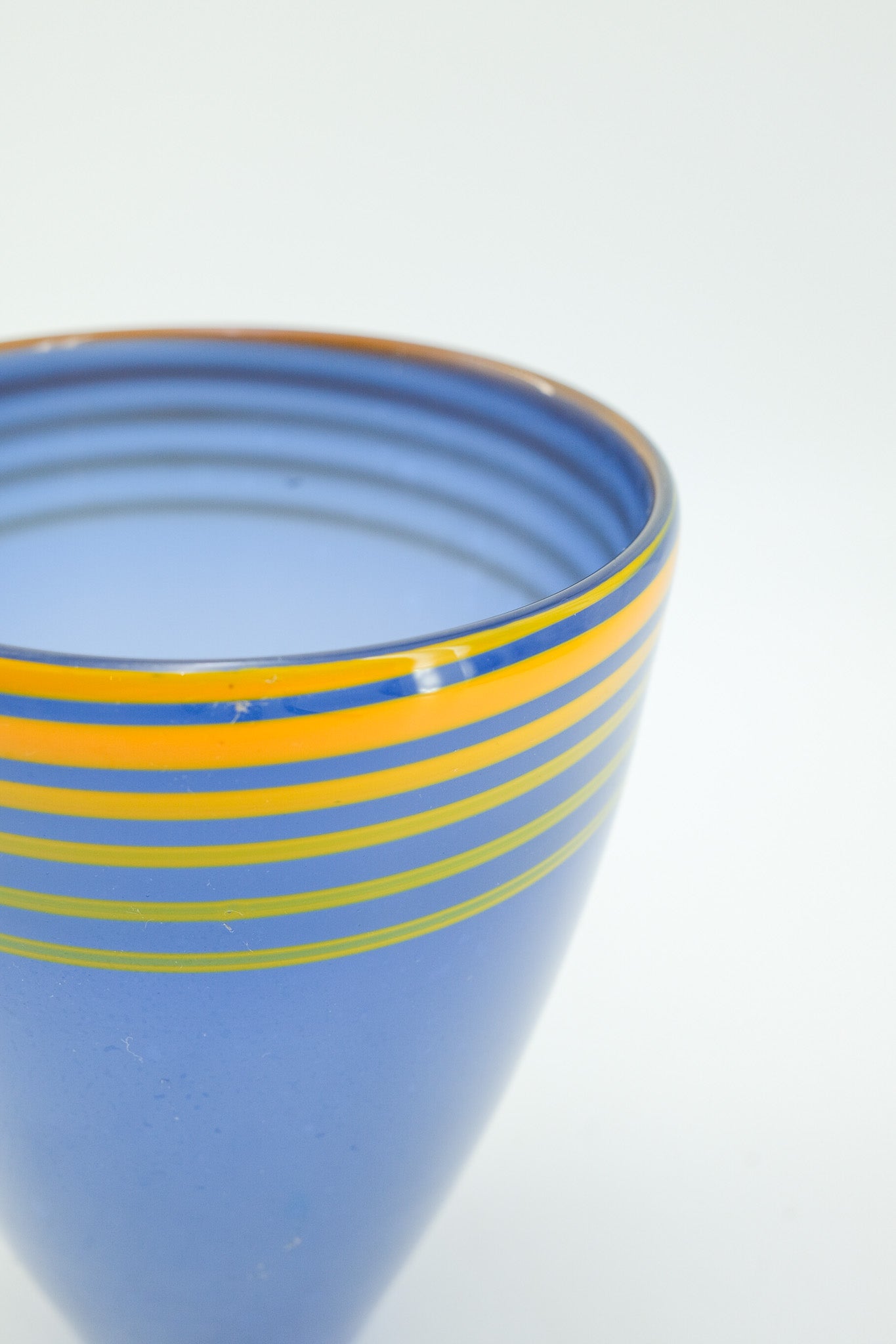Blue and Yellow Tornado Line Glass Vase / ブルー＆イエロー トルネードライン ガラス花器