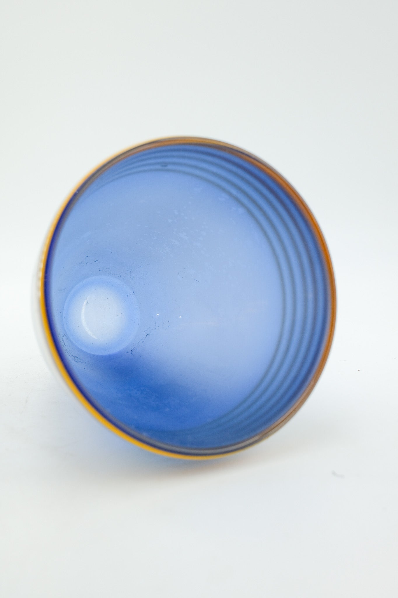 Blue and Yellow Tornado Line Glass Vase / ブルー＆イエロー トルネードライン ガラス花器