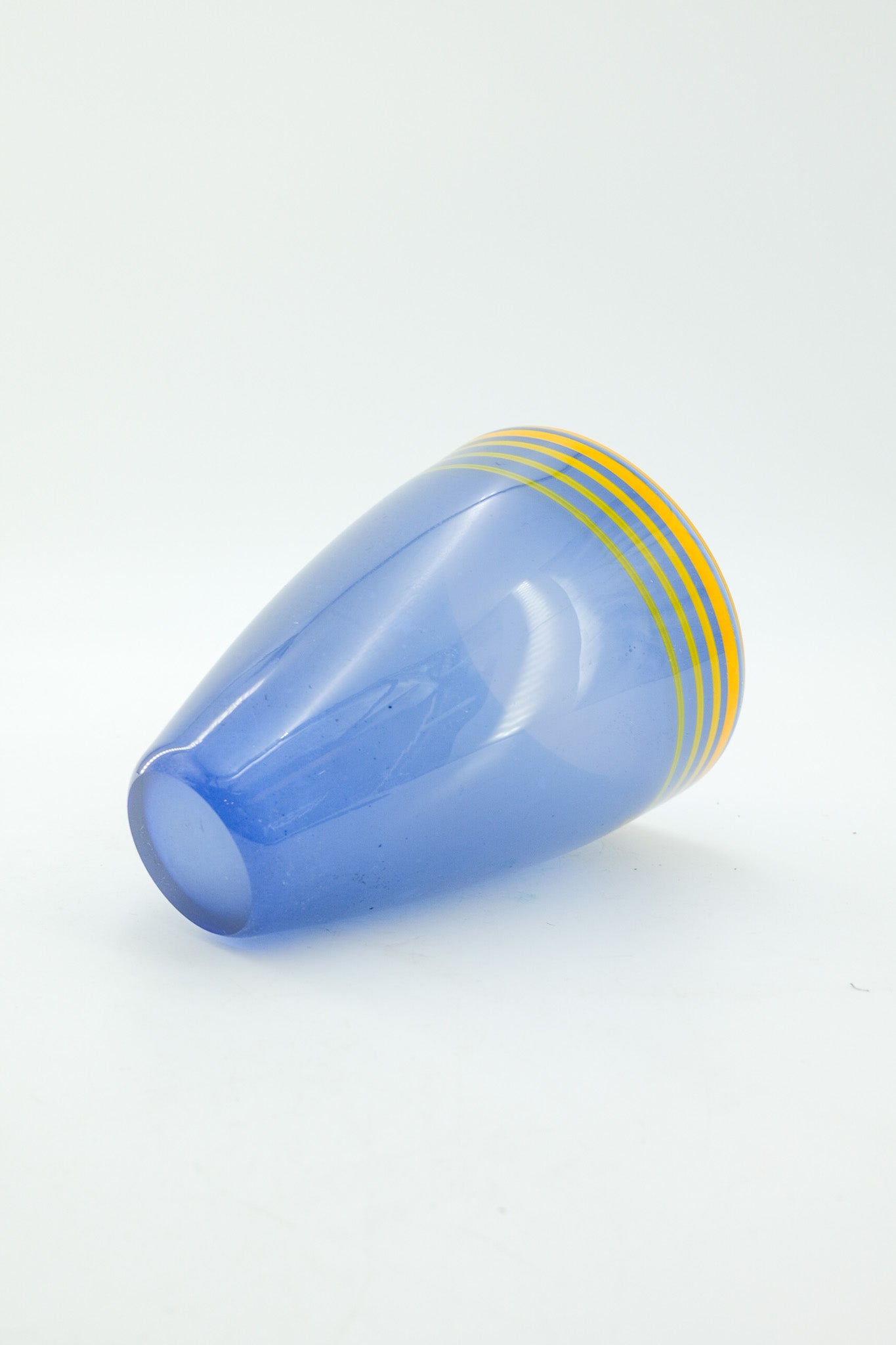 Blue and Yellow Tornado Line Glass Vase / ブルー＆イエロー トルネードライン ガラス花器