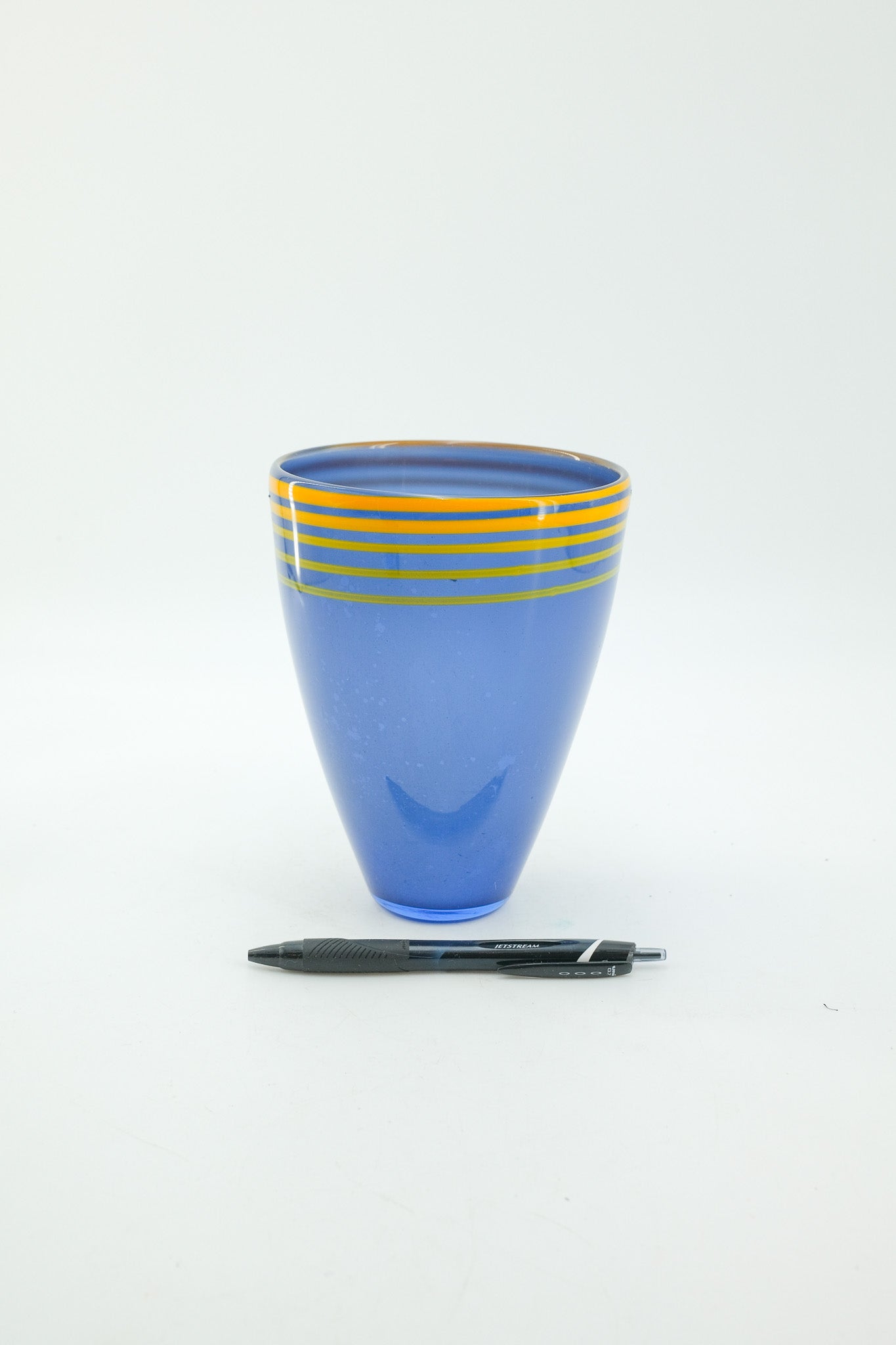 Blue and Yellow Tornado Line Glass Vase / ブルー＆イエロー トルネードライン ガラス花器