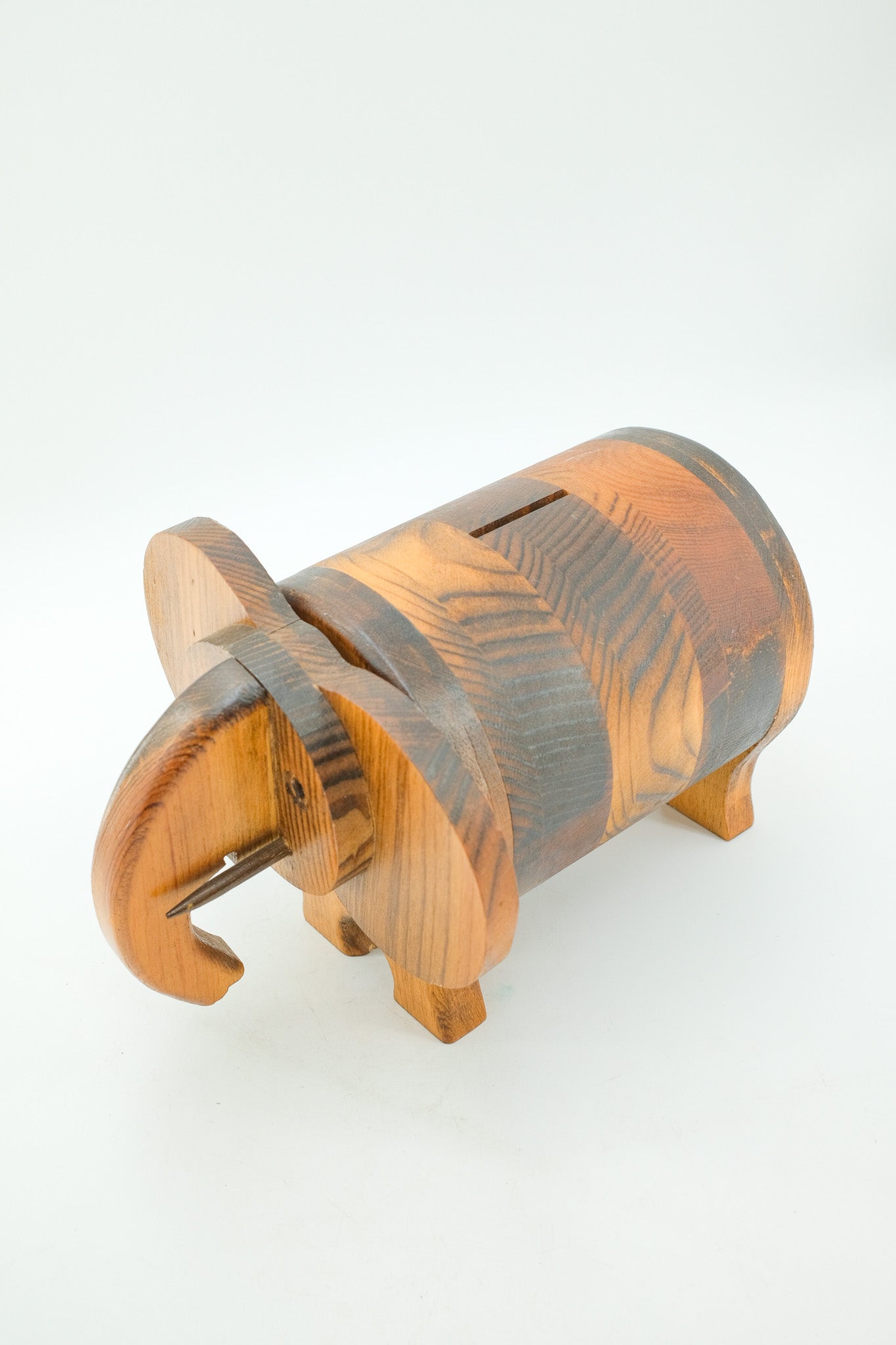 Wooden Elephant Money Box / 木製 ゾウの貯金箱