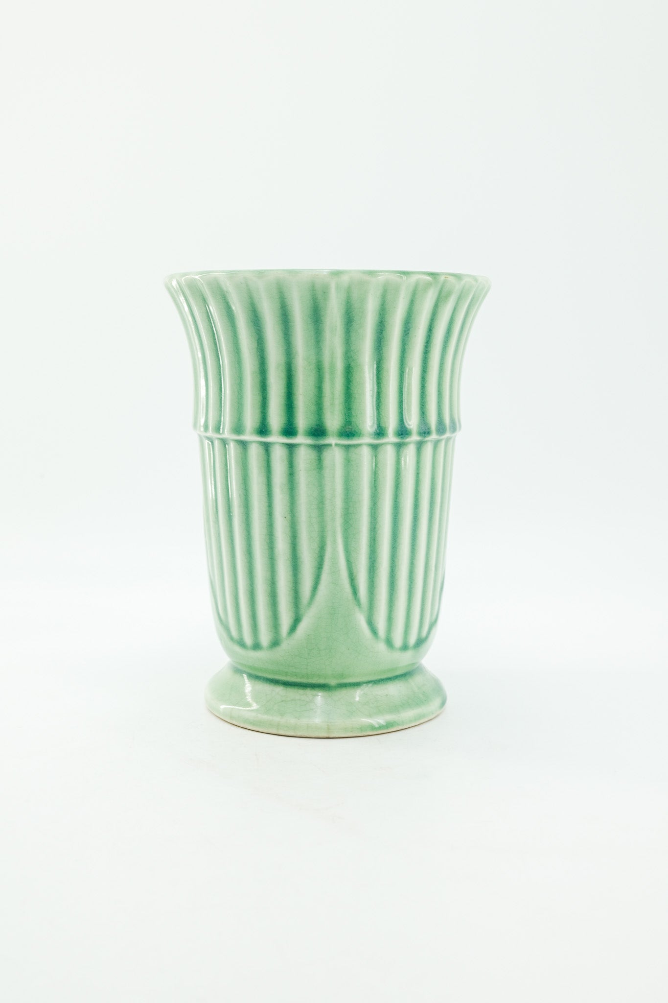 Vintage Ceramic Fluted Vase / ヴィンテージ セラミック フルーテッド フラワーベース