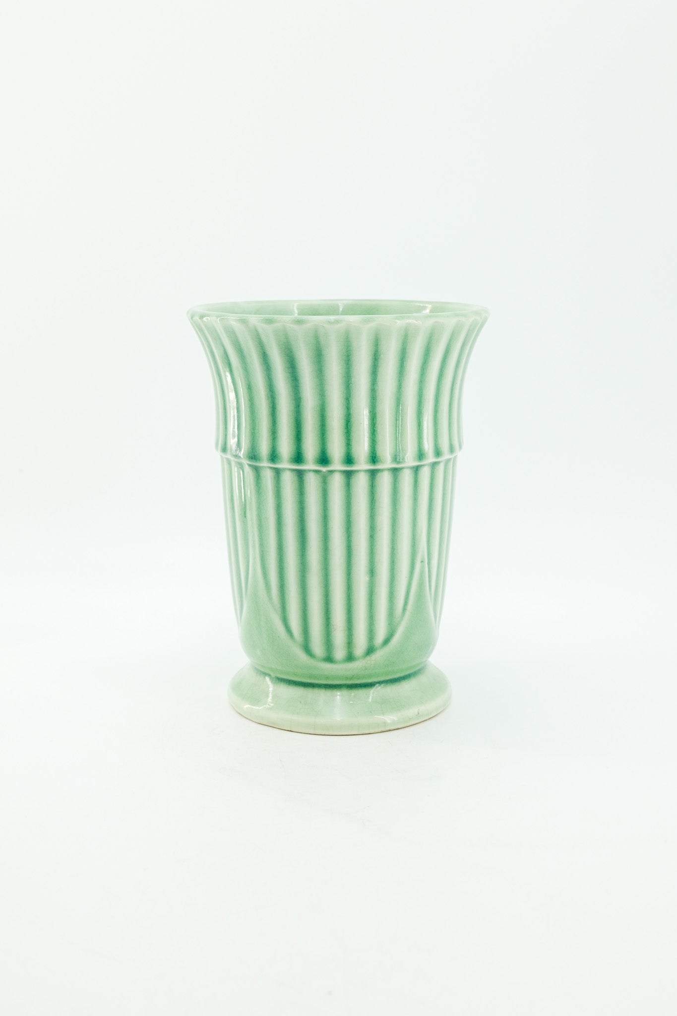 Vintage Ceramic Fluted Vase / ヴィンテージ セラミック フルーテッド フラワーベース