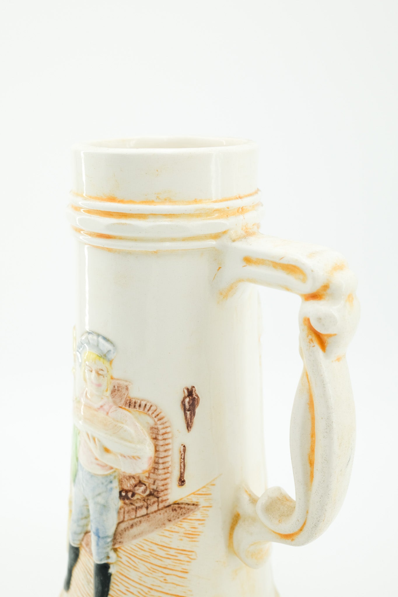 Vintage Ceramic Pitcher with Baker Relief / 陶器の水さし（パン職人レリーフ）
